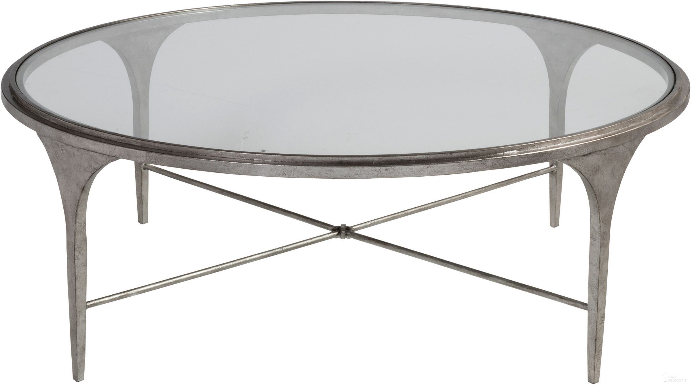 The appearance of Signature Designs Porto Round Cocktail Table In Silver Leaf designed by Artistica Home in the transitional interior design. This silver leaf piece of furniture was selected by 1StopBedrooms from Signature Designs Collection to add a touch of cosiness and style into your home. Sku: 2360-943. Material: Iron.