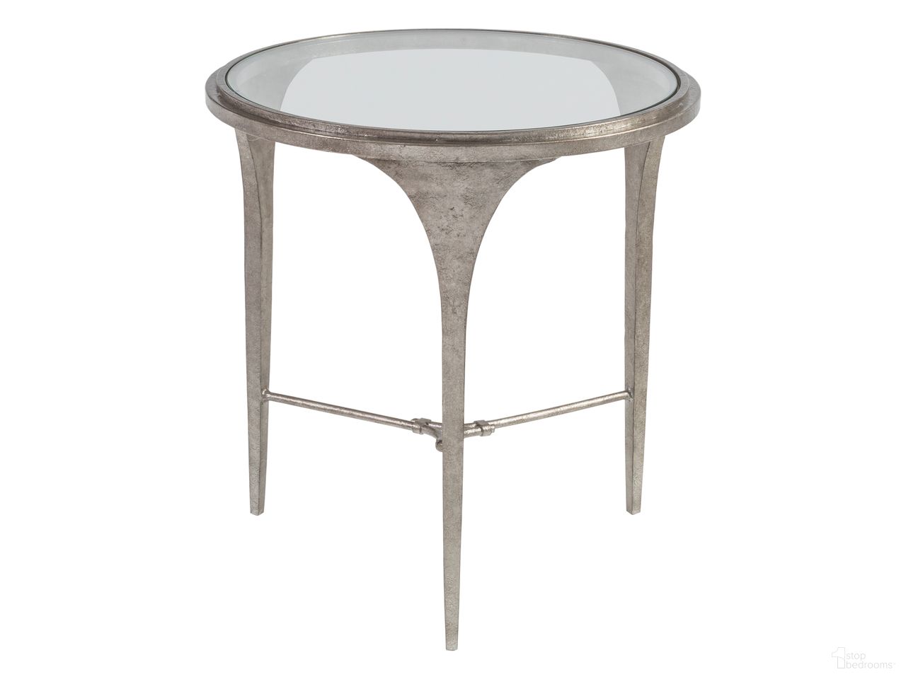 The appearance of Signature Designs Porto Round End Table In Silver Leaf designed by Artistica Home in the transitional interior design. This silver leaf piece of furniture  was selected by 1StopBedrooms from Signature Designs Collection to add a touch of cosiness and style into your home. Sku: 2360-953. Material: Iron.