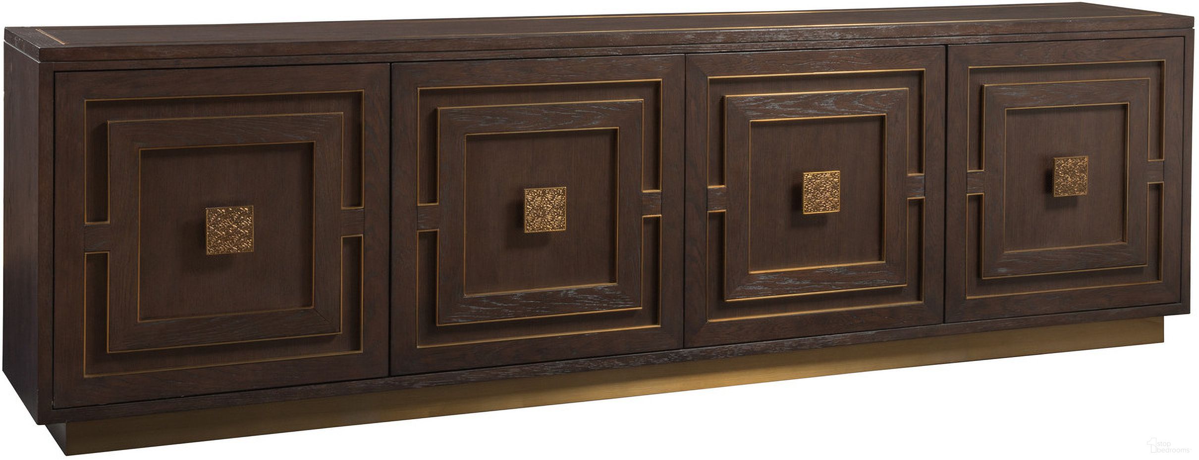 The appearance of Verbatim Verbatim Long Media Console In Dark Brown designed by Artistica Home in the transitional interior design. This dark brown piece of furniture was selected by 1StopBedrooms from Verbatim Collection to add a touch of cosiness and style into your home. Sku: 2170-908. Material: Wood.