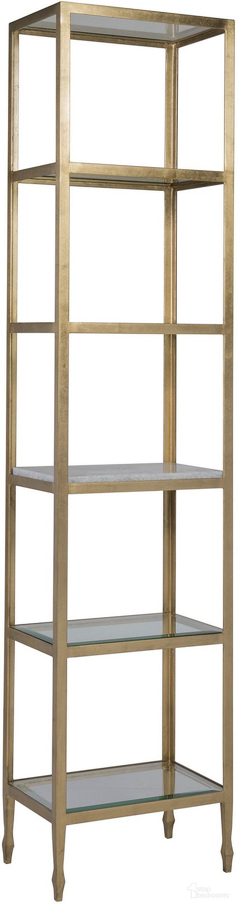 The appearance of Signature Designs Sashay Slim Etagere In Gold designed by Artistica Home in the transitional interior design. This gold piece of furniture was selected by 1StopBedrooms from Signature Designs Collection to add a touch of cosiness and style into your home. Sku: 2214-990. Material: Metal.