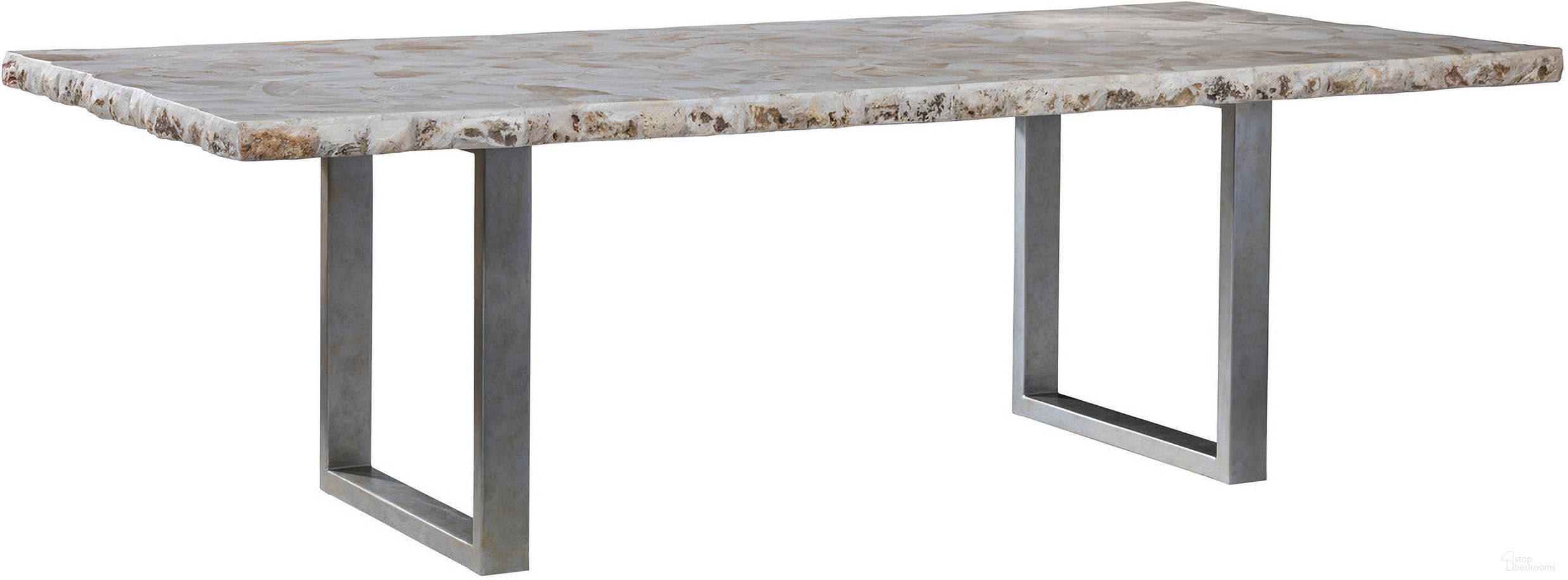 The appearance of Signature Designs Seamount Rect Dining Table In Gray designed by Artistica Home in the modern / contemporary interior design. This gray piece of furniture was selected by 1StopBedrooms from Signature Designs Collection to add a touch of cosiness and style into your home. Sku: 2306-877C. Table Base Style: Double Pedestal. Material: Metal. Table Top Shape: Rectangular. Size: 44" x 94".