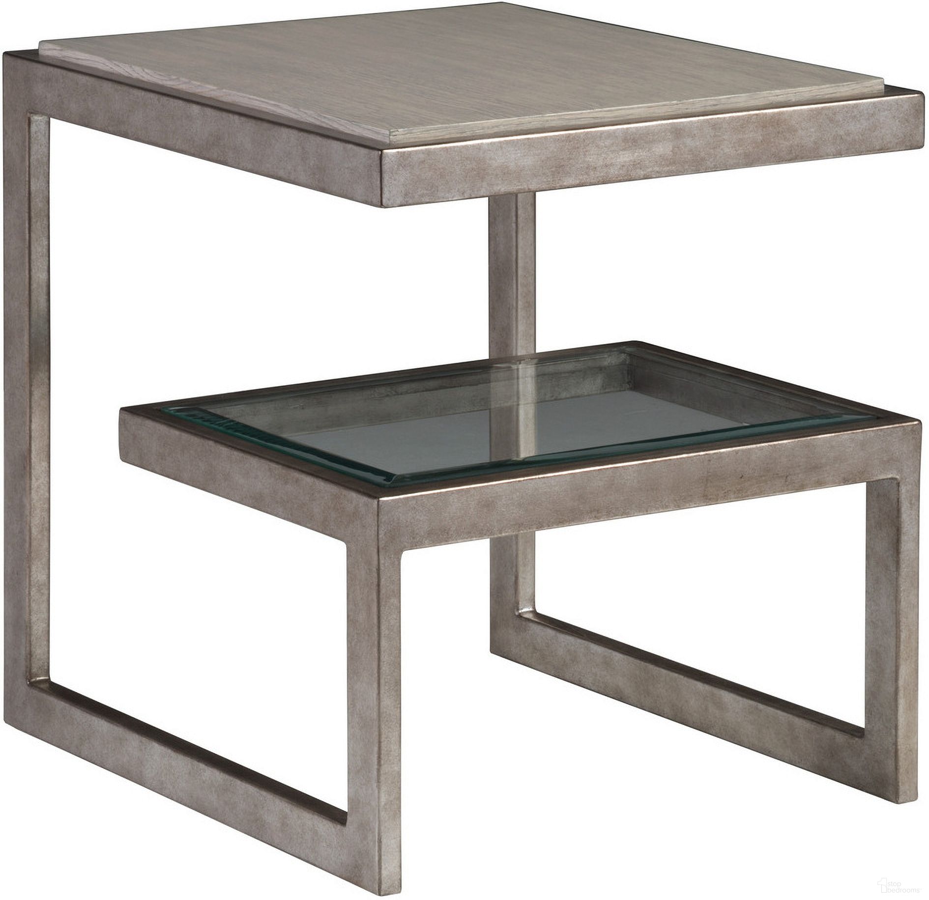 The appearance of Signature Designs Soiree Rectangular End Table In Silver Leaf designed by Artistica Home in the modern / contemporary interior design. This silver leaf piece of furniture  was selected by 1StopBedrooms from Signature Designs Collection to add a touch of cosiness and style into your home. Sku: 2128-955. Material: Metal.