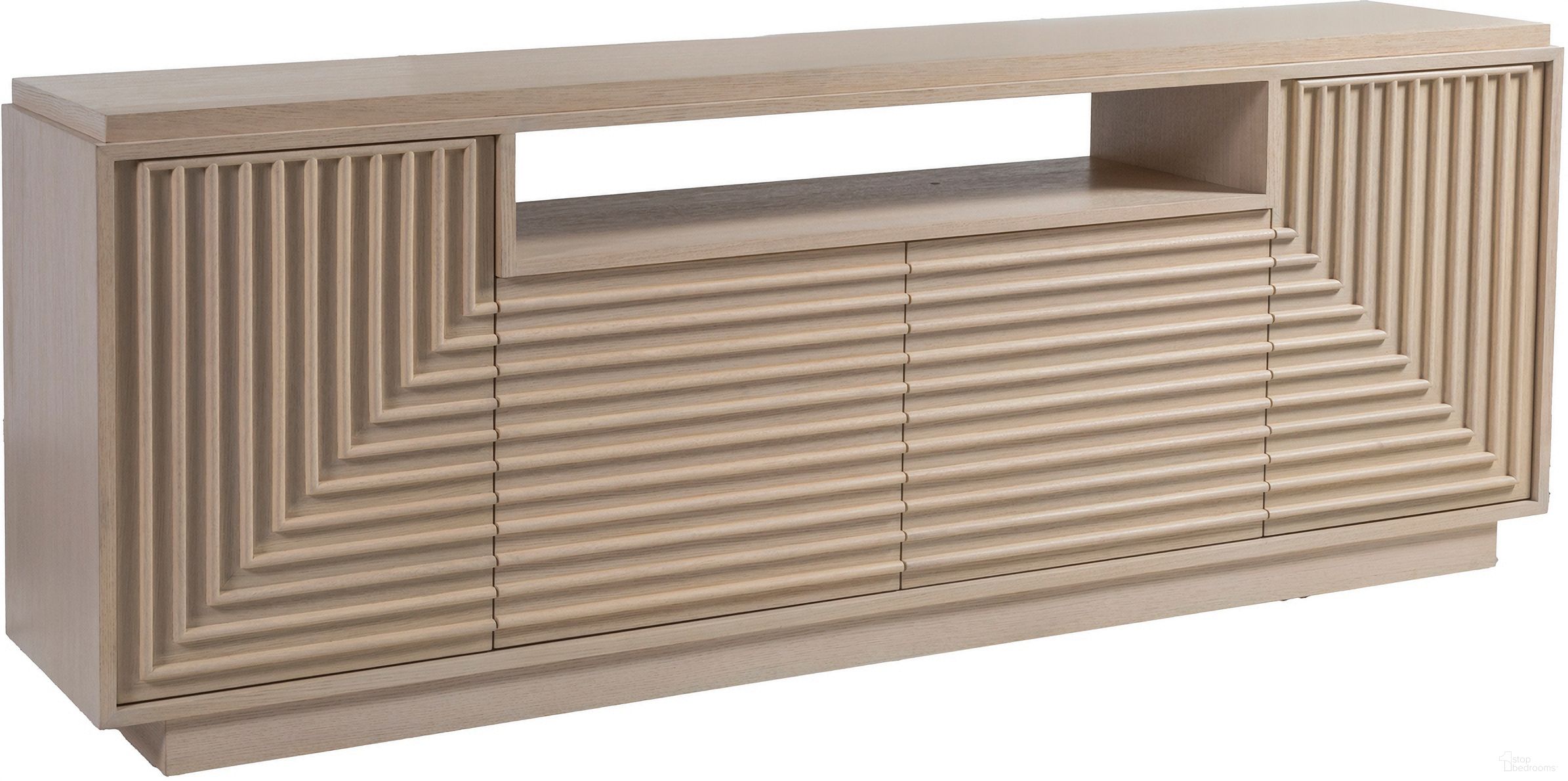 The appearance of Signature Designs St Ives Media Console In Sandrift designed by Artistica Home in the modern / contemporary interior design. This sandrift piece of furniture was selected by 1StopBedrooms from Signature Designs Collection to add a touch of cosiness and style into your home. Sku: 2358-907. Material: Oak.
