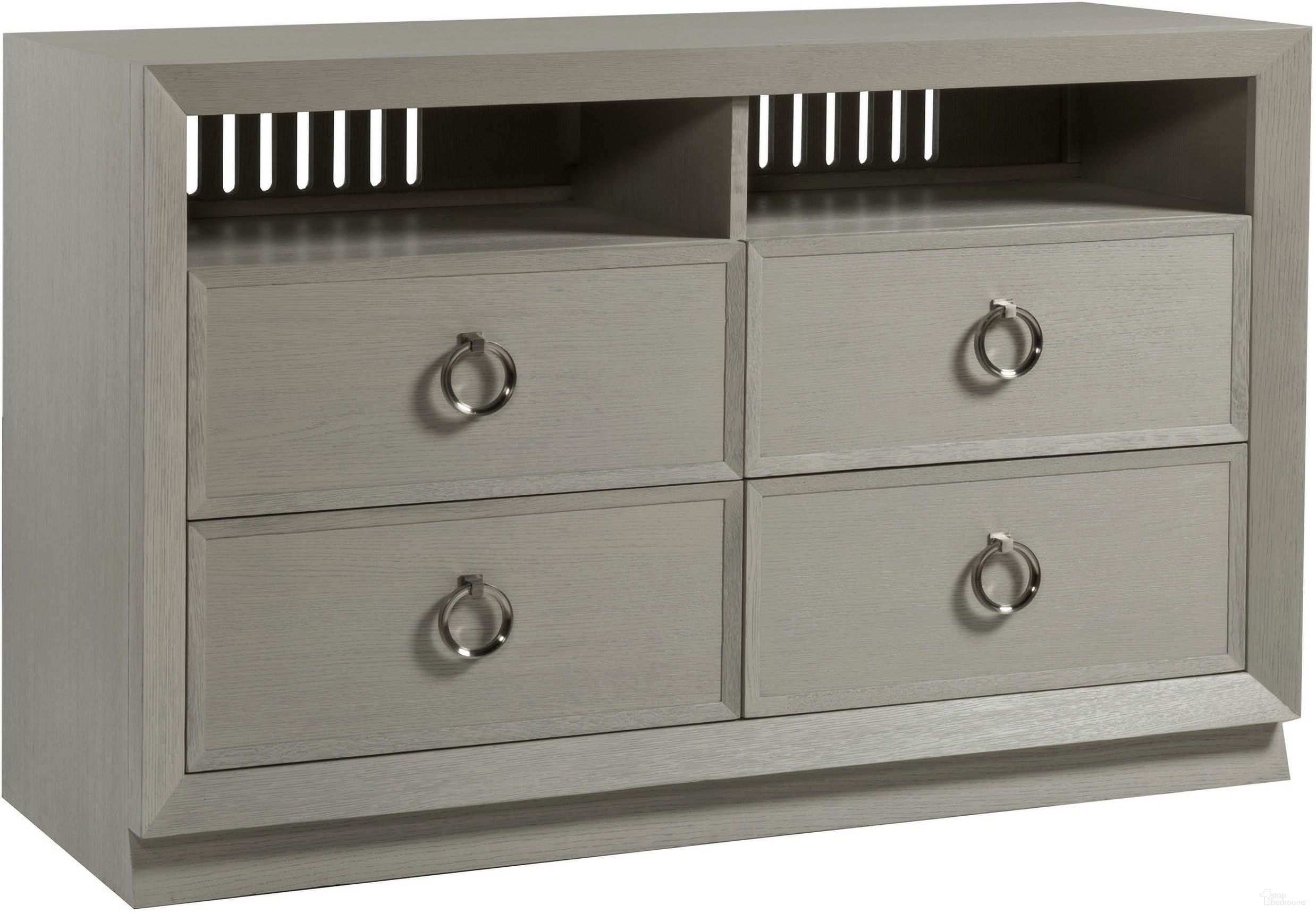 The appearance of Signature Designs Zeitgeist Media Console In Antiqued White designed by Artistica Home in the modern / contemporary interior design. This antiqued white piece of furniture  was selected by 1StopBedrooms from Signature Designs Collection to add a touch of cosiness and style into your home. Sku: 2140-907. Material: Wood.