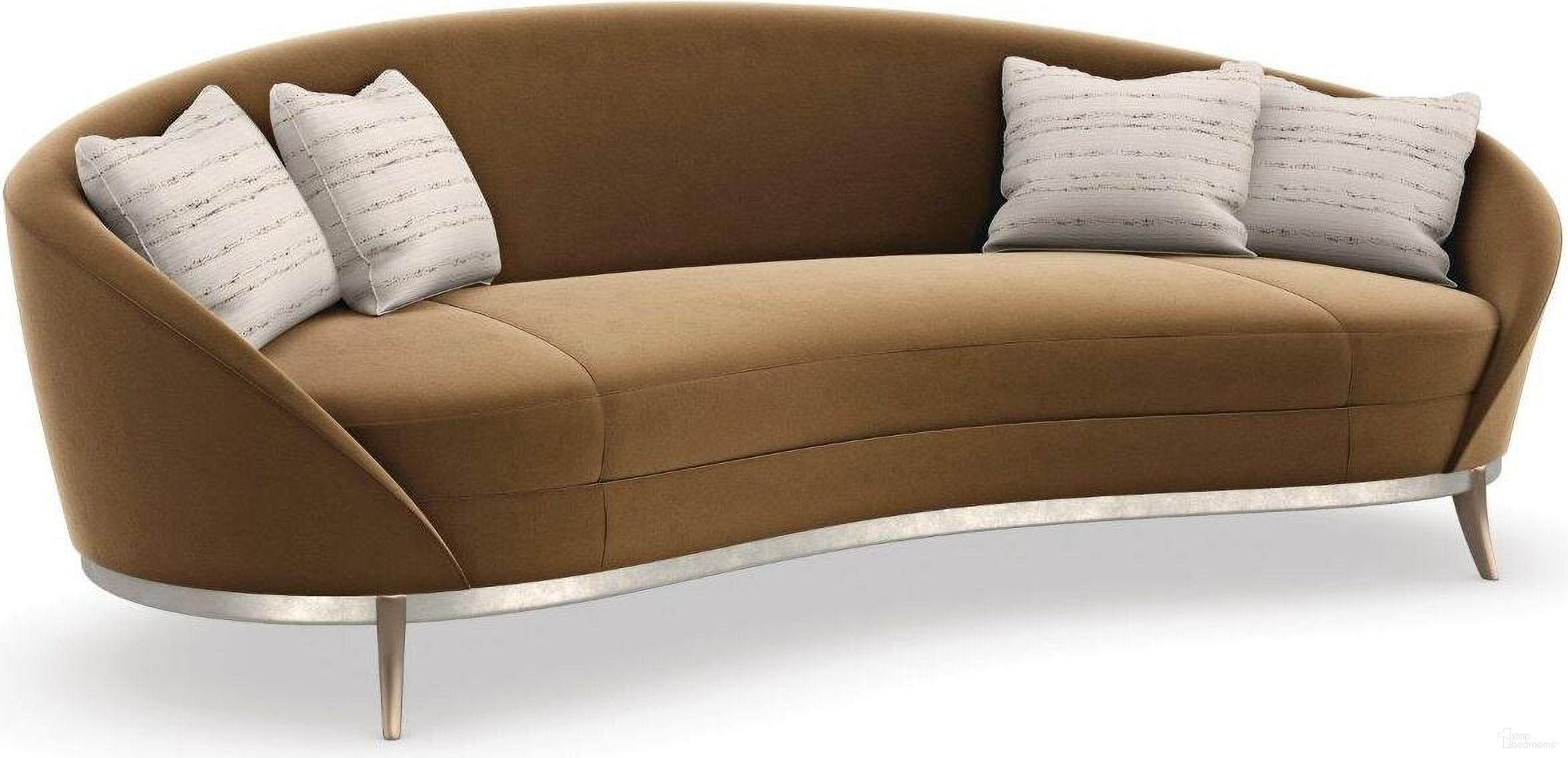 The appearance of Caracole Signature Metropolitan Main Event Sofa designed by Caracole in the transitional interior design. This silver piece of furniture  was selected by 1StopBedrooms from Signature Metropolitan Collection to add a touch of cosiness and style into your home. Sku: SGU-021-011-A. Material: Stainless Steel.