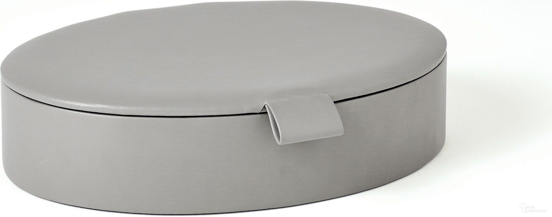 Signature Oval Leather Large Box In Marble Grey