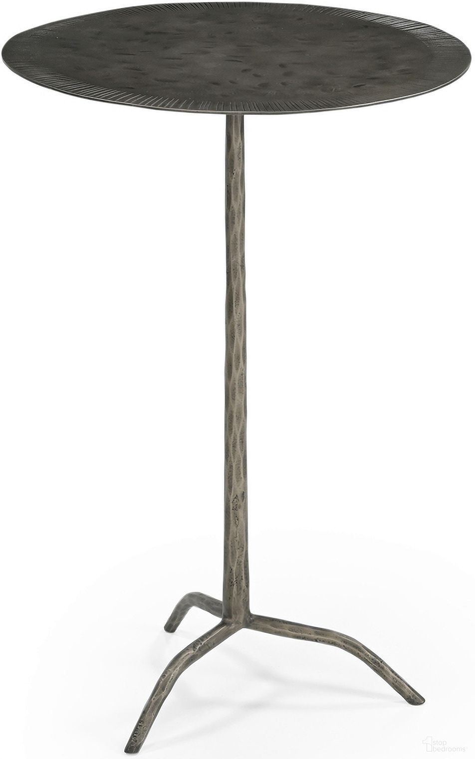 The appearance of Silas Round Accent Table In Antique Nickel designed by Bassett Mirror Company in the modern / contemporary interior design. This antique nickel piece of furniture  was selected by 1StopBedrooms from Silas Collection to add a touch of cosiness and style into your home. Sku: 5601-LR-223. Material: Metal.