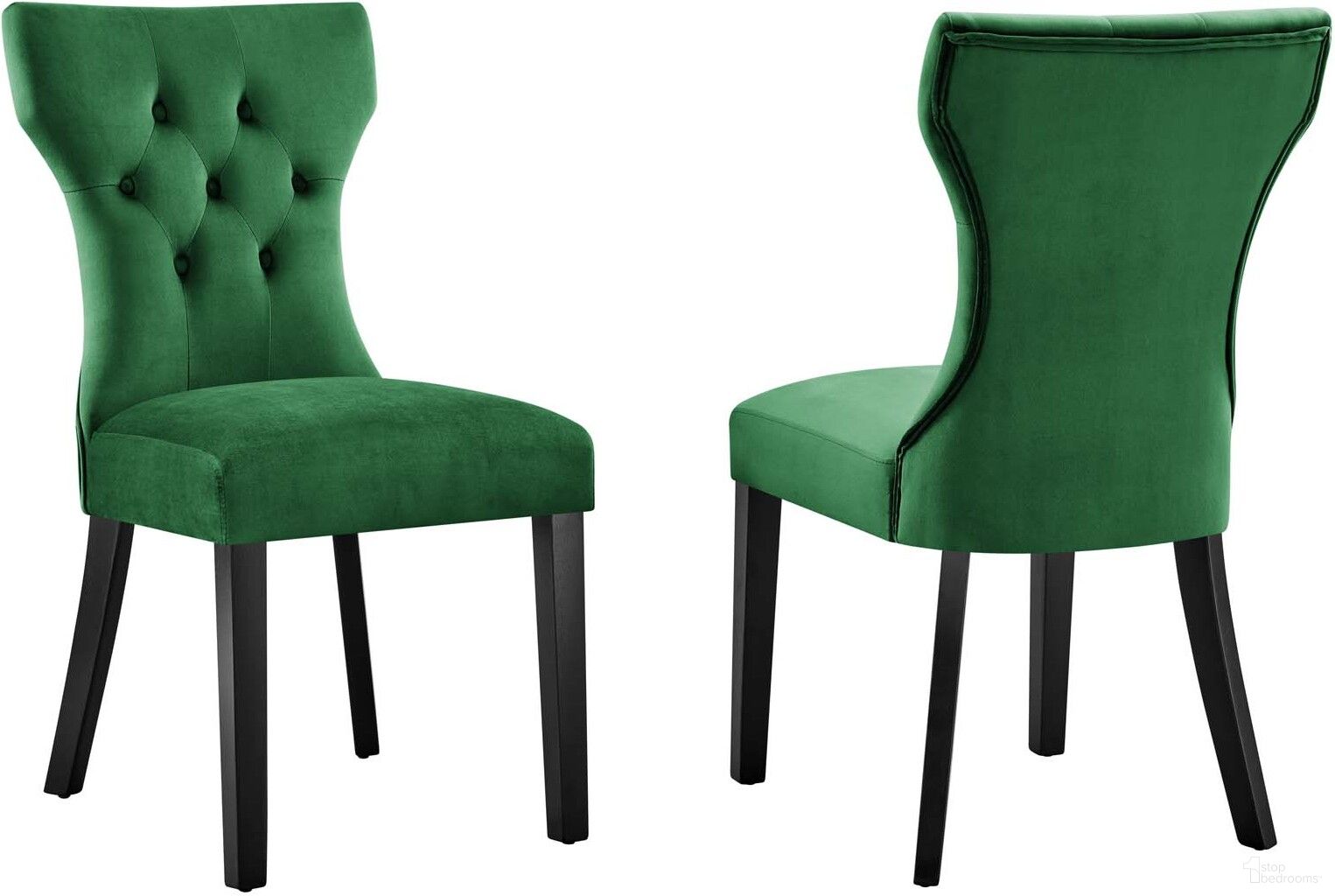The appearance of Silhouette Performance Velvet Dining Chair Set Of 2 In Emerald designed by Modway in the modern / contemporary interior design. This emerald piece of furniture was selected by 1StopBedrooms from Silhouette Collection to add a touch of cosiness and style into your home. Sku: EEI-5014-EME. Material: Wood. Chair Type: Side Chair.
