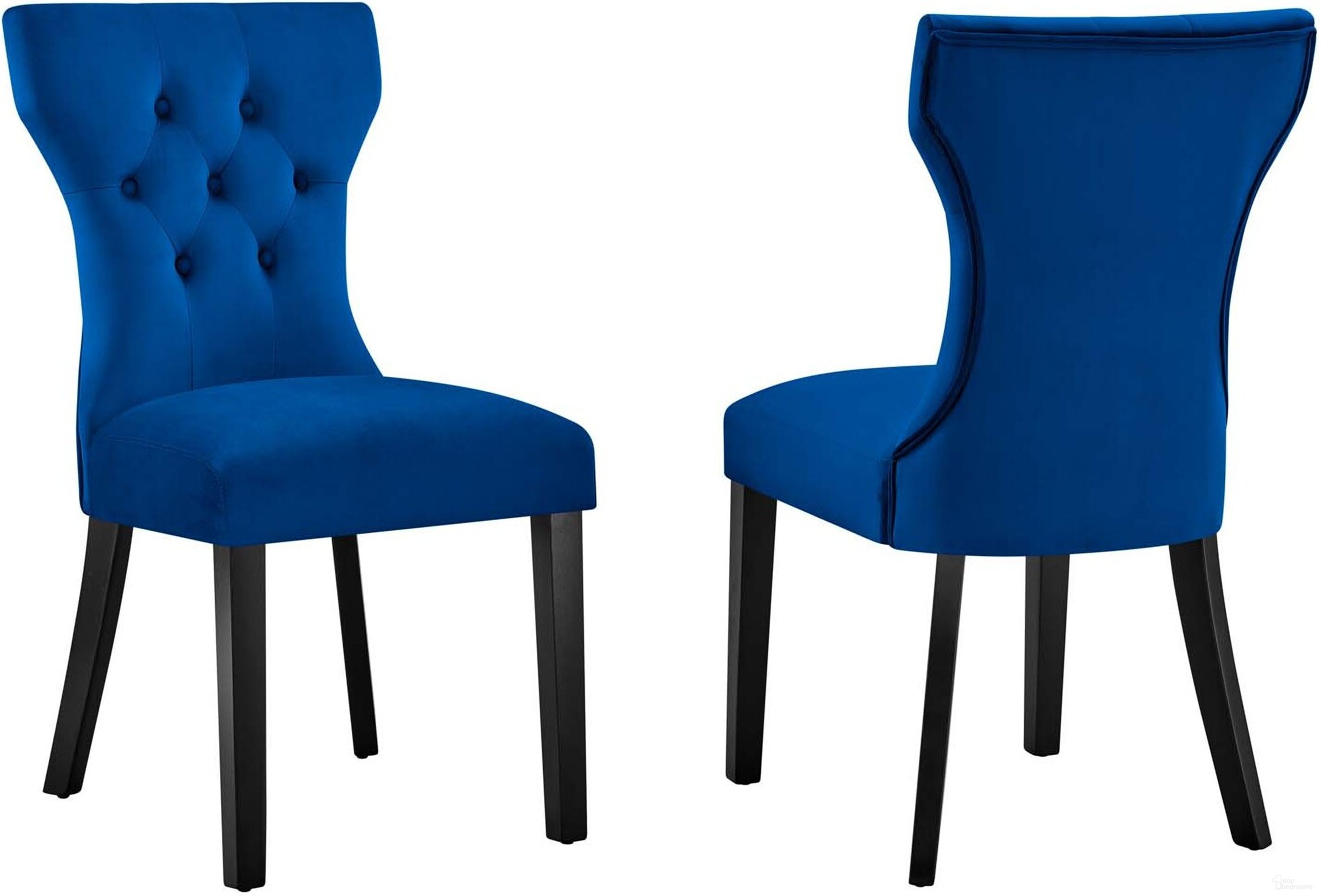 Silhouette Performance Velvet Dining Chair Set Of 2 In Navy