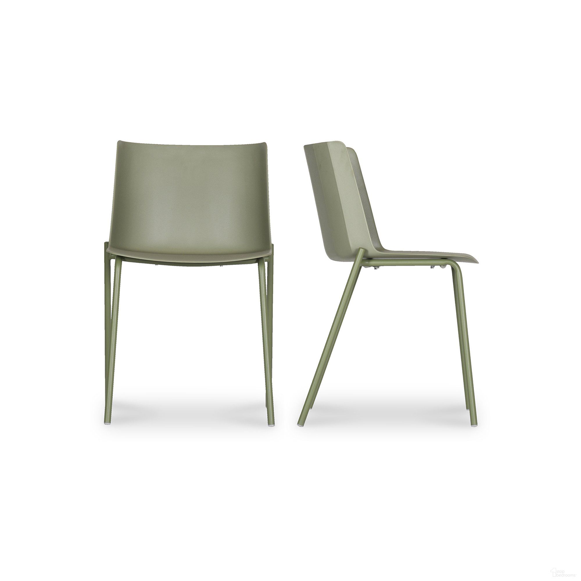 The appearance of Silla Outdoor Dining Chair Set of 2 In Sage Green designed by Moes Home in the modern / contemporary interior design. This green piece of furniture was selected by 1StopBedrooms from Silla Collection to add a touch of cosiness and style into your home. Sku: QX-1010-16. Material: Polypropylene. Chair Type: Side Chair.