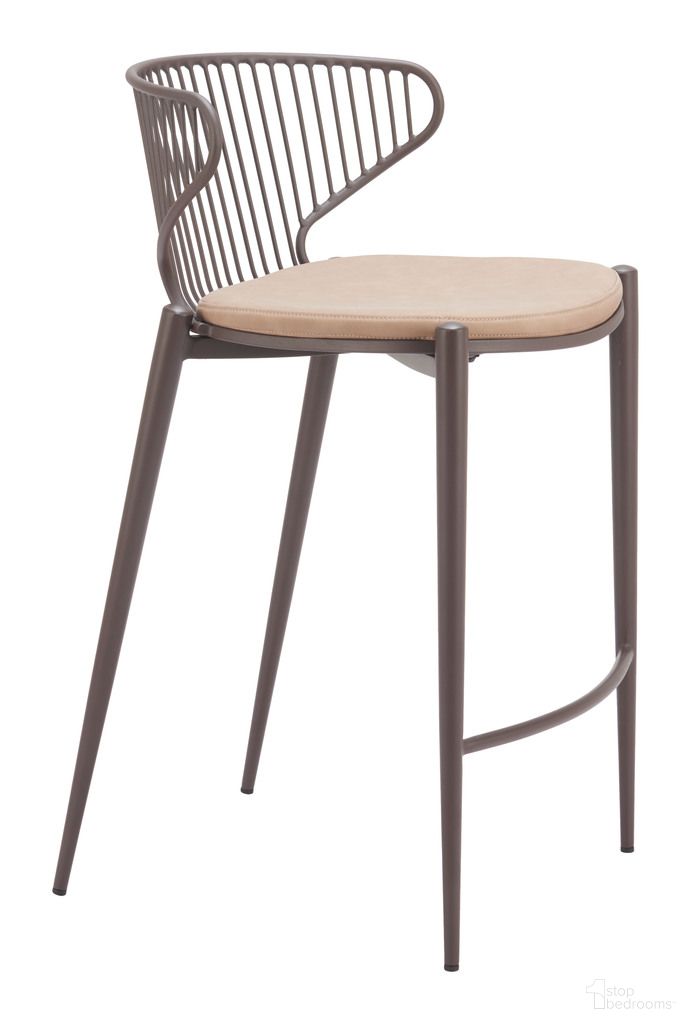 The appearance of Silues Counter Stool Set of 2 In Taupe and Brown designed by Zuo Modern in the modern / contemporary interior design. This taupe and brown piece of furniture was selected by 1StopBedrooms from Silues Collection to add a touch of cosiness and style into your home. Sku: 110823. Material: Polyurethane.
