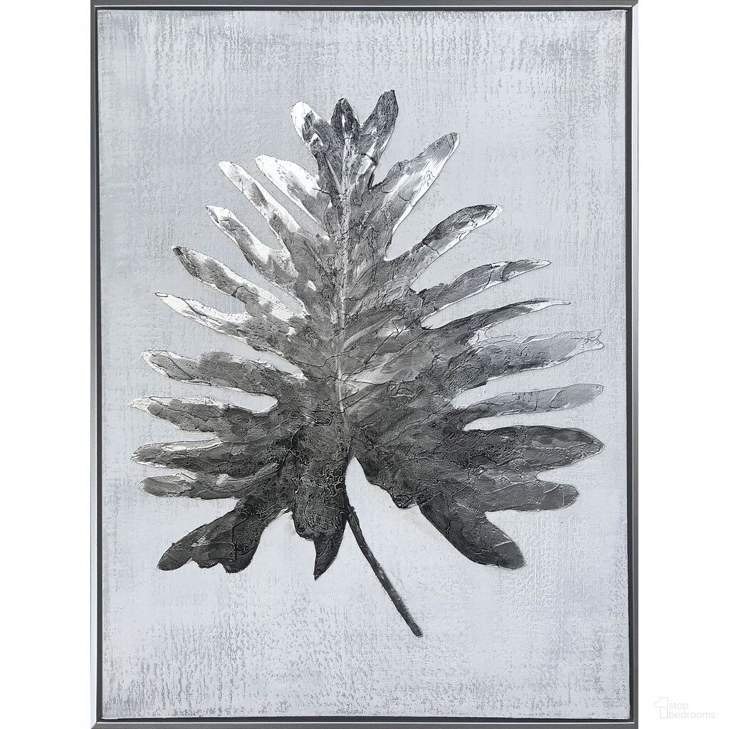 Silver Jungle I Hand Painted Canvas In Silver and White