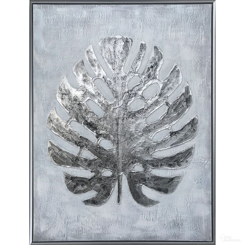 Silver Jungle II Hand Painted Canvas In Silver and White