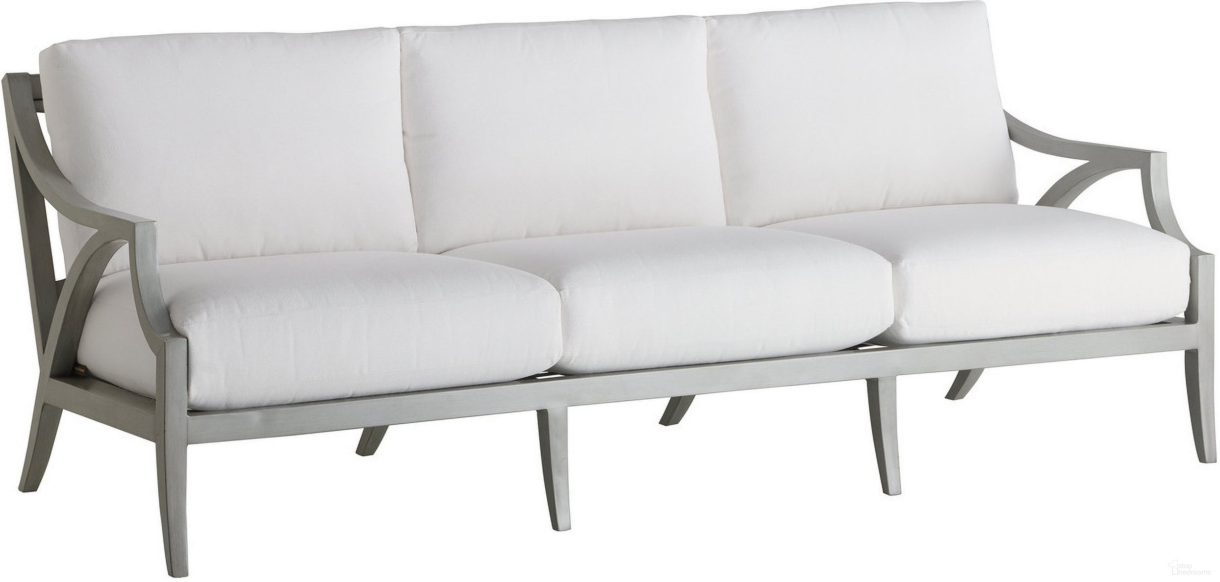 The appearance of Silver Sands Sofa In Gray designed by Tommy Bahama in the transitional interior design. This gray piece of furniture was selected by 1StopBedrooms from Silver Sands Collection to add a touch of cosiness and style into your home. Sku: 3945-33-41. Material: Performance Fabric.