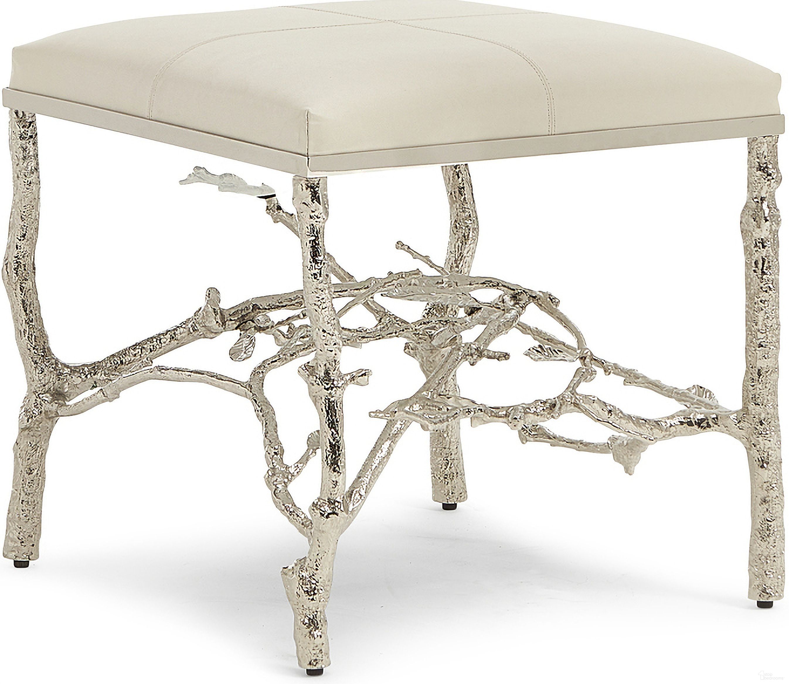 The appearance of Silver Twig Ottoman In Silver and White designed by Maitland-Smith in the bohemian interior design. This silver/white piece of furniture was selected by 1StopBedrooms from Maitland Smith Collection to add a touch of cosiness and style into your home. Sku: 8395-42. Material: Brass.