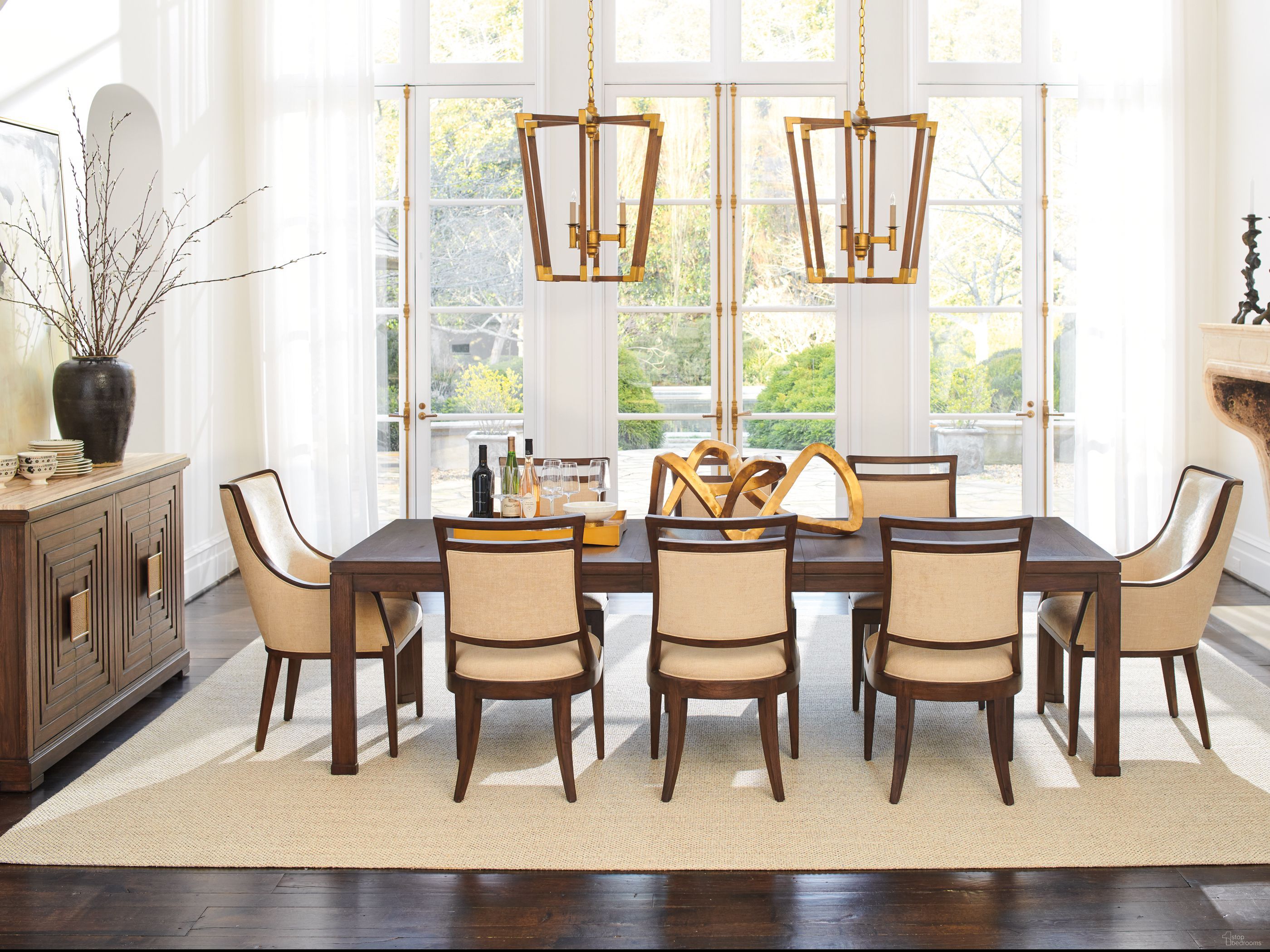 The appearance of Silverado Montecito Extendable Rectangular Dining Room Set designed by Lexington in the transitional interior design. This montecito piece of furniture was selected by 1StopBedrooms from Silverado Collection to add a touch of cosiness and style into your home. Sku: 740-877;740-880-01. Table Base Style: Legs. Material: Wood. Size: 42" x 86".