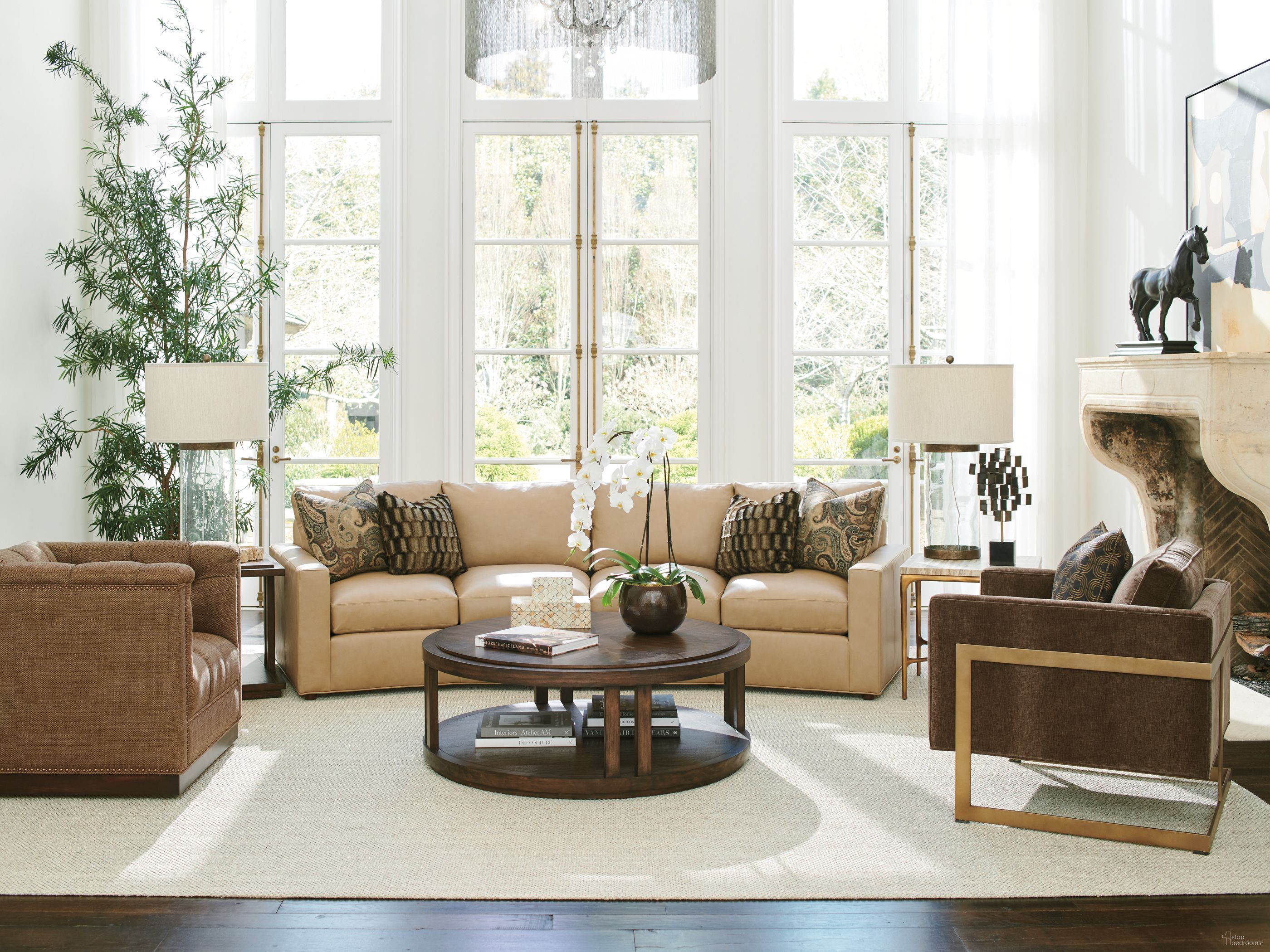 The appearance of Silverado Montecito Stinson Round Occasional Table Set designed by Lexington in the transitional interior design. This montecito piece of furniture was selected by 1StopBedrooms from Silverado Collection to add a touch of cosiness and style into your home. Sku: 740-949;740-950. Material: Stone.