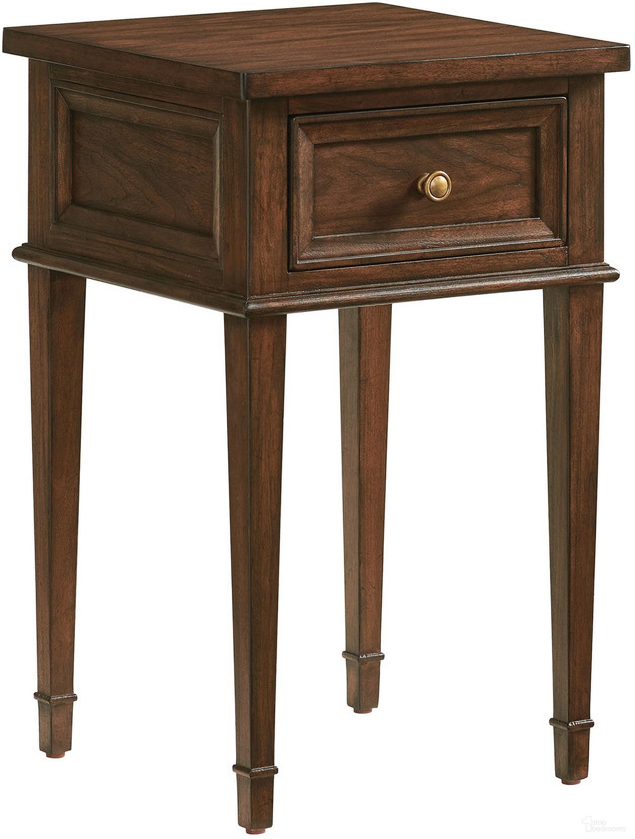 The appearance of Silverado Surrey Night Table In Montecito designed by Lexington in the transitional interior design. This montecito piece of furniture was selected by 1StopBedrooms from Silverado Collection to add a touch of cosiness and style into your home. Sku: 740-622. Material: Wood.