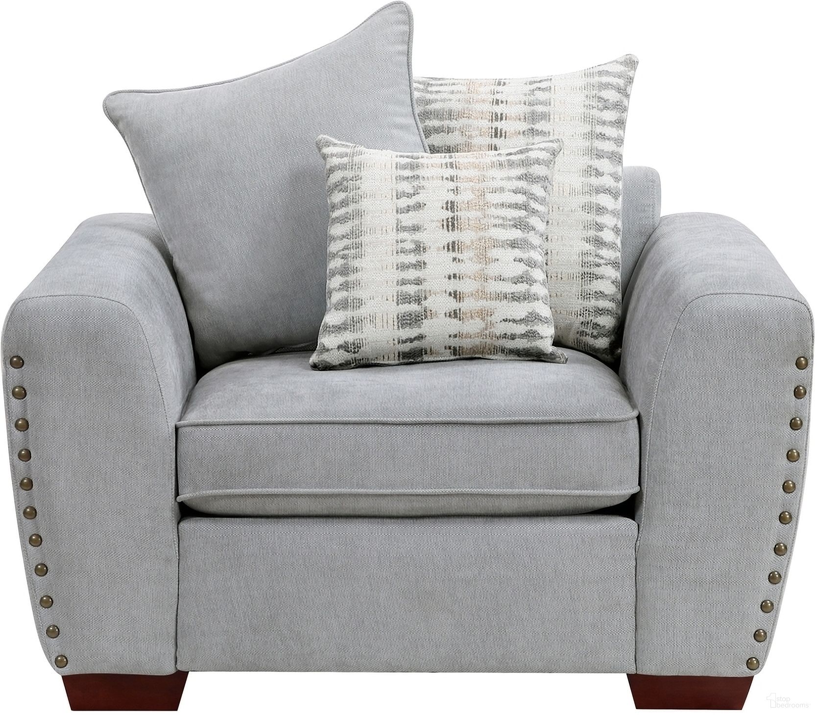 The appearance of Silverthorne Accent Chair In Gray designed by Homelegance in the modern / contemporary interior design. This gray piece of furniture  was selected by 1StopBedrooms from Silverthorne Collection to add a touch of cosiness and style into your home. Sku: 8579GY-1. Material: Chenille.