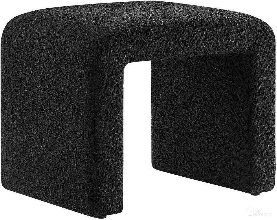 The appearance of Simba Boucle Fabric Waterfall Stool In Black designed by Modway in the modern / contemporary interior design. This black piece of furniture  was selected by 1StopBedrooms from Simba Collection to add a touch of cosiness and style into your home. Sku: EEI-6737-BLK. Material: Plywood.