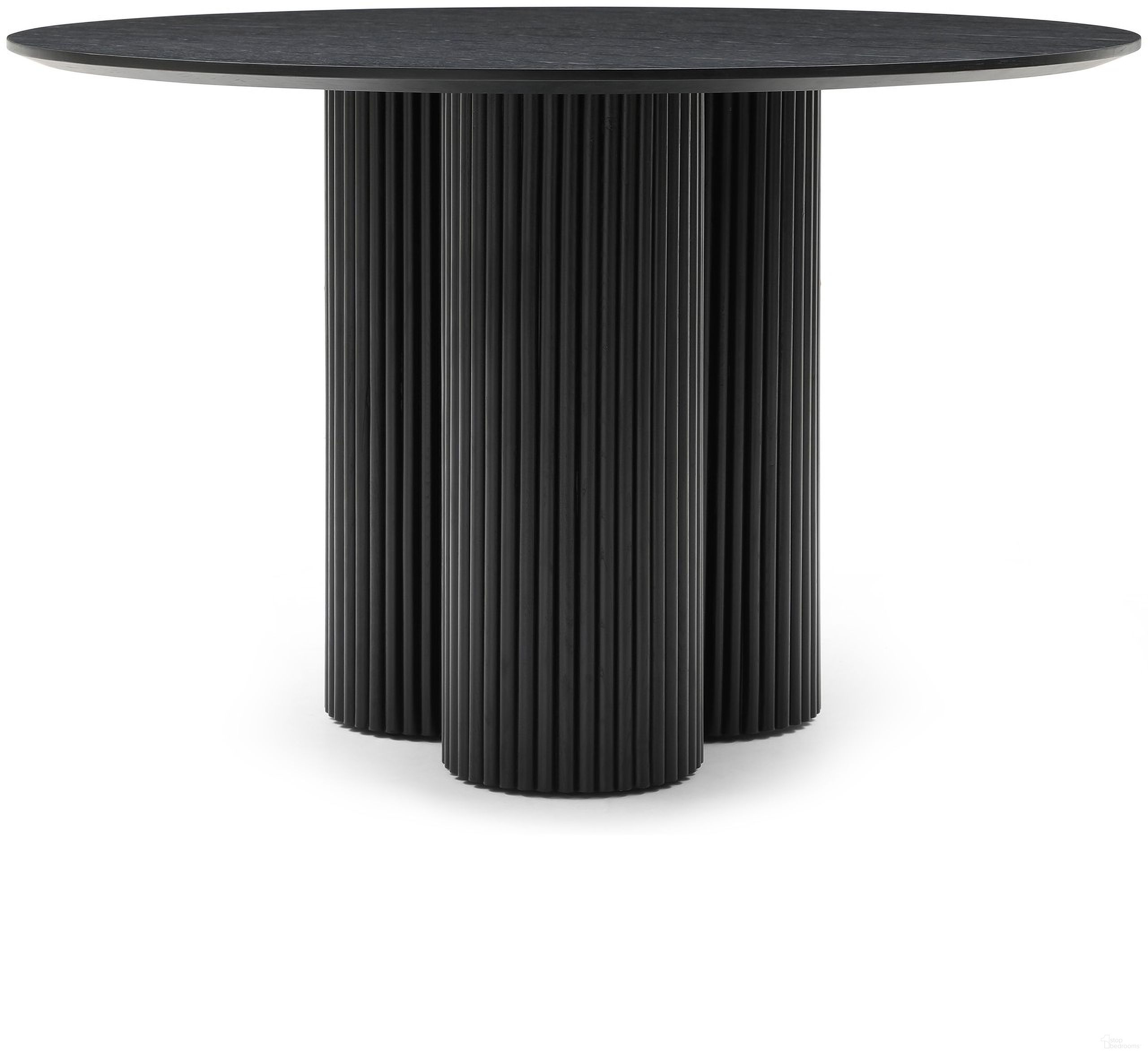 The appearance of Simba 48-Inch Dining Table In Black designed by Meridian in the transitional interior design. This black piece of furniture  was selected by 1StopBedrooms from Simba Collection to add a touch of cosiness and style into your home. Sku: 517Black-T Box 1/2 (Table Top);517Black-T Box 2/2 (Base). Table Base Style: Pedestal. Table Top Shape: Round. Material: MDF. Size: 48".
