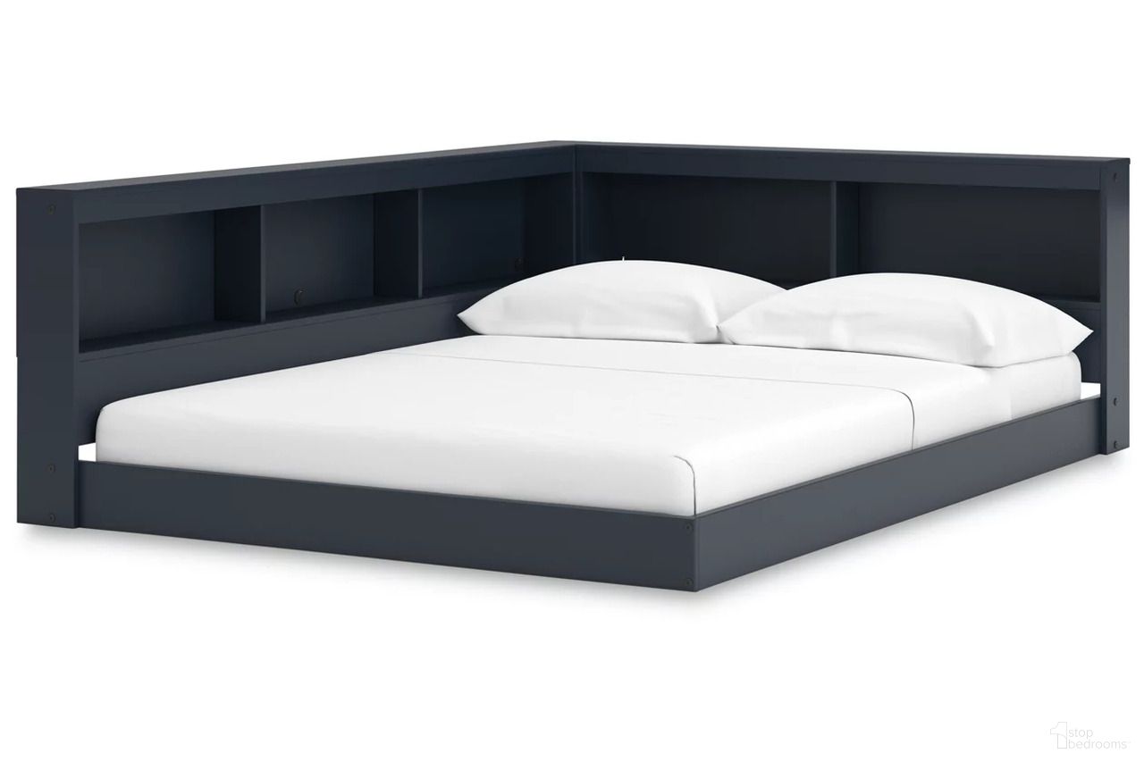 The appearance of Simmenfort Full Bookcase Storage Bed In Navy Blue designed by Signature Design by Ashley in the transitional interior design. This navy blue piece of furniture was selected by 1StopBedrooms from Simmenfort Collection to add a touch of cosiness and style into your home. Sku: EB1528-165;EB1528-182. Bed Type: Storage Bed. Material: Wood. Bed Size: Full.