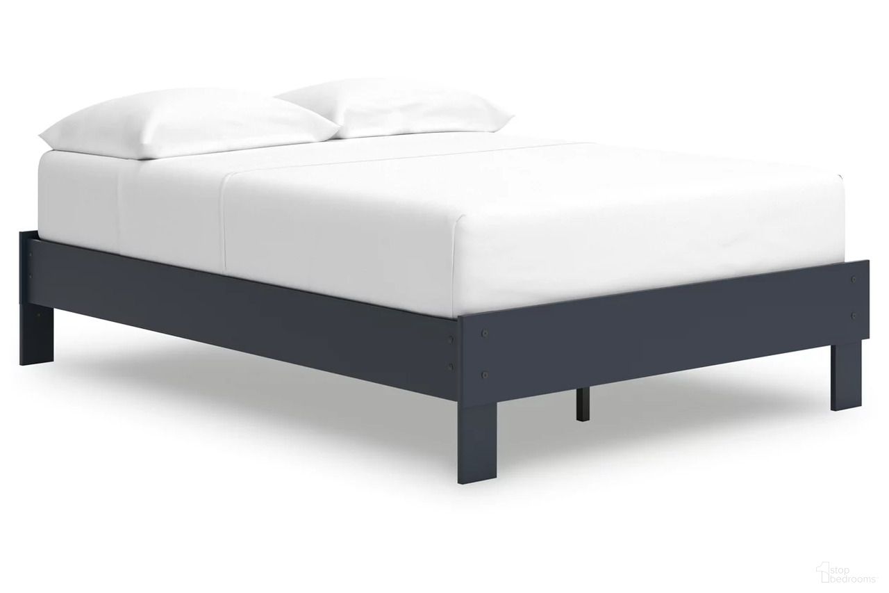 The appearance of Simmenfort Full Platform Bed In Navy Blue designed by Signature Design by Ashley in the transitional interior design. This navy blue piece of furniture was selected by 1StopBedrooms from Simmenfort Collection to add a touch of cosiness and style into your home. Sku: EB1528-112. Bed Type: Platform Bed. Material: Wood. Bed Size: Full.
