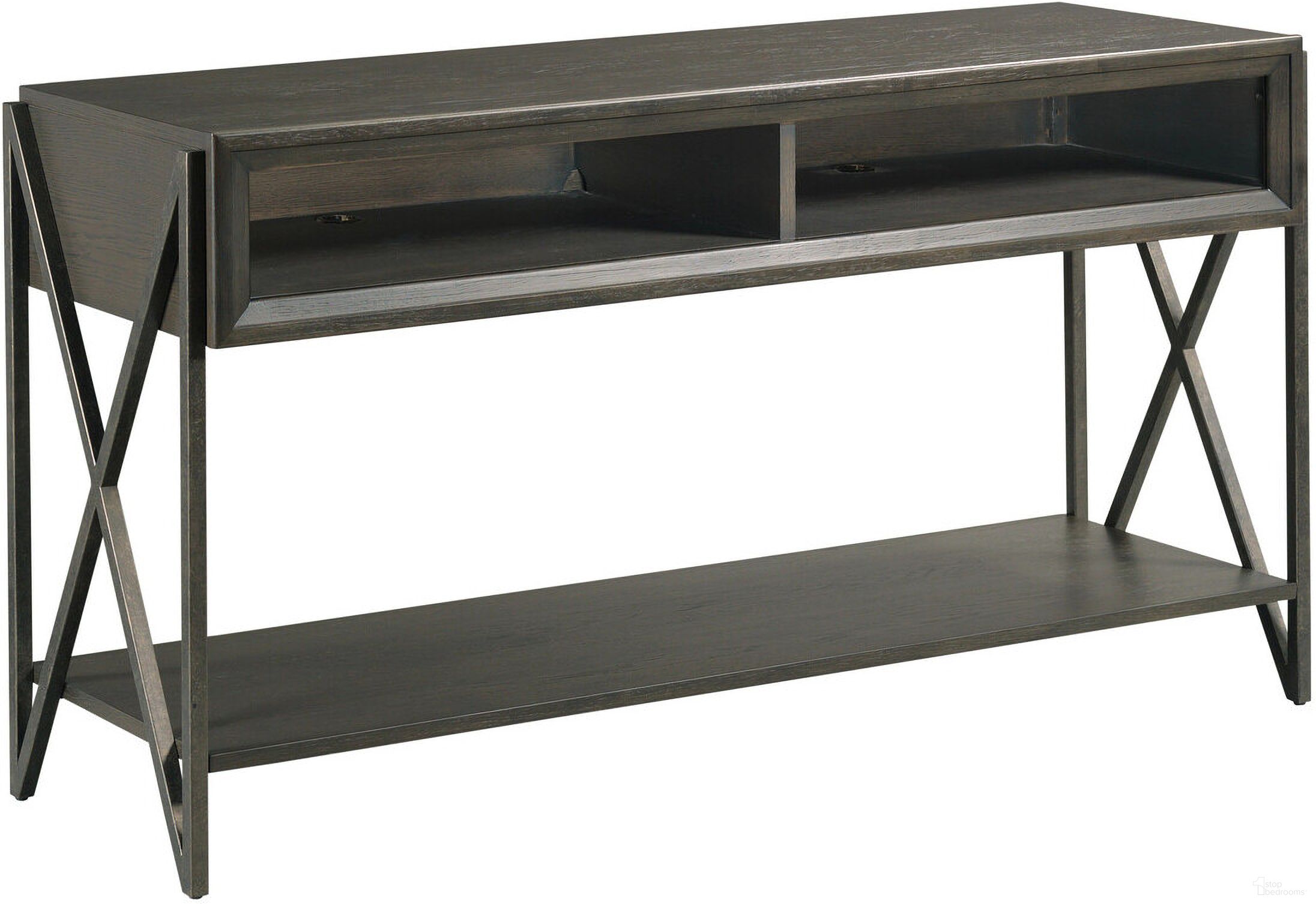 The appearance of Simon Sofa Console Table In Metal designed by Hammary in the modern / contemporary interior design. This metal piece of furniture was selected by 1StopBedrooms from Simon Collection to add a touch of cosiness and style into your home. Sku: 274-925. Material: Wood.