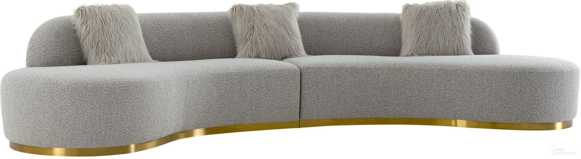 The appearance of Simona Upholstered Sofa with 3 Pillows In Grey and Gold designed by Pasargad Home in the modern / contemporary interior design. This grey and gold piece of furniture was selected by 1StopBedrooms from Noho Collection to add a touch of cosiness and style into your home. Sku: PZW-943G. Material: Polyester.