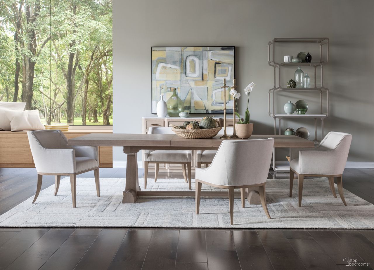 The appearance of Simpatico Rectangular Dining Room Set In Beige designed by Artistica Home in the transitional interior design. This beige piece of furniture was selected by 1StopBedrooms from Simpatico Collection to add a touch of cosiness and style into your home. Sku: 2370-877C;2370-880-01. Table Top Shape: Rectangular. Material: Oak. Size: 45" x 89".