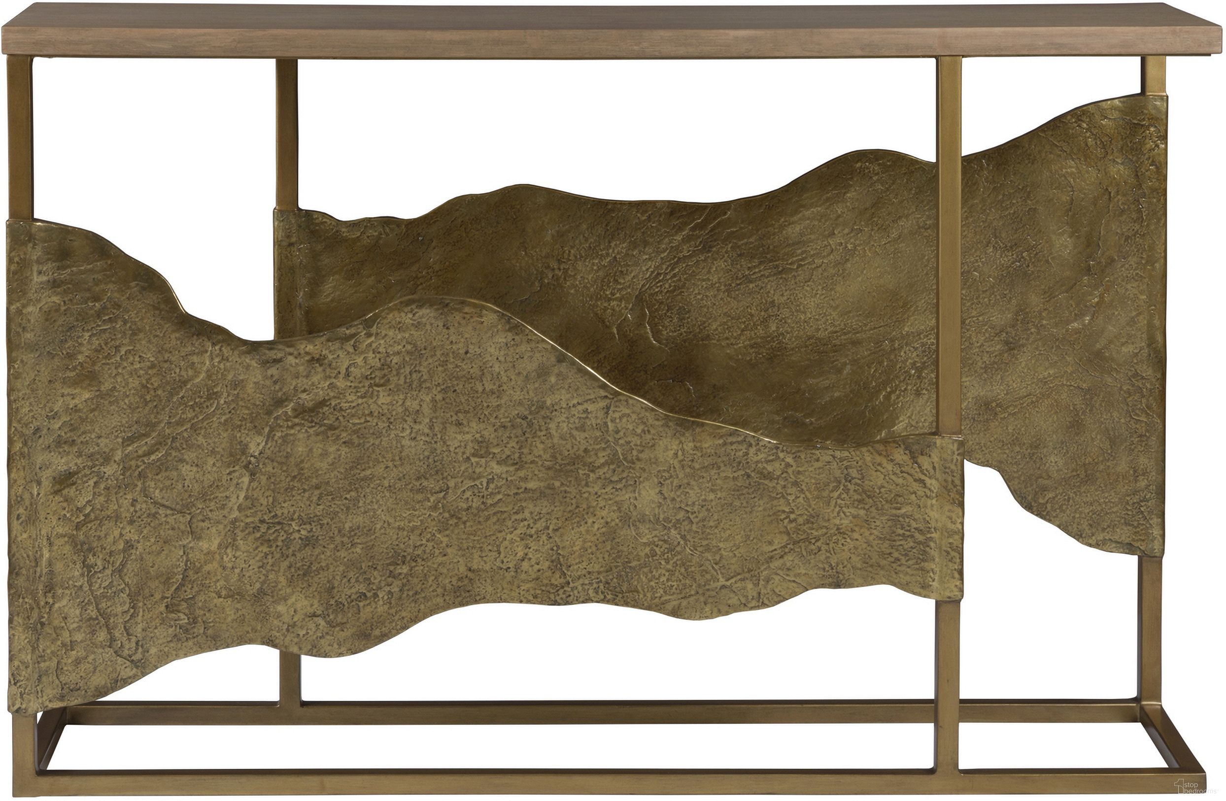 The appearance of Simpatico Simpatico Console Table In Bronze designed by Artistica Home in the traditional interior design. This bronze piece of furniture  was selected by 1StopBedrooms from Simpatico Collection to add a touch of cosiness and style into your home. Sku: 2370-966. Material: Metal.