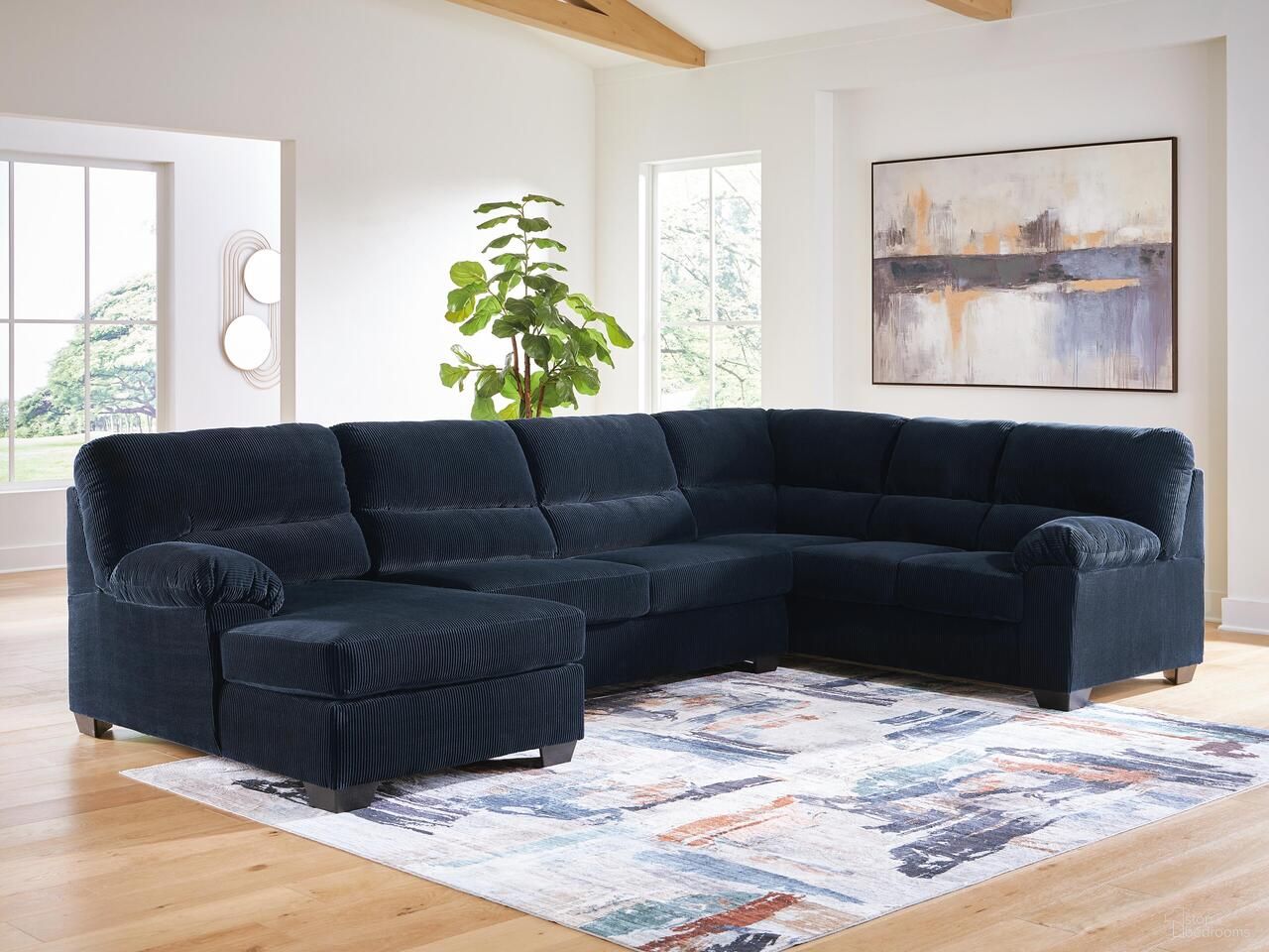 SimpleJoy 3-Piece LAF Sectional with Chaise In Navy