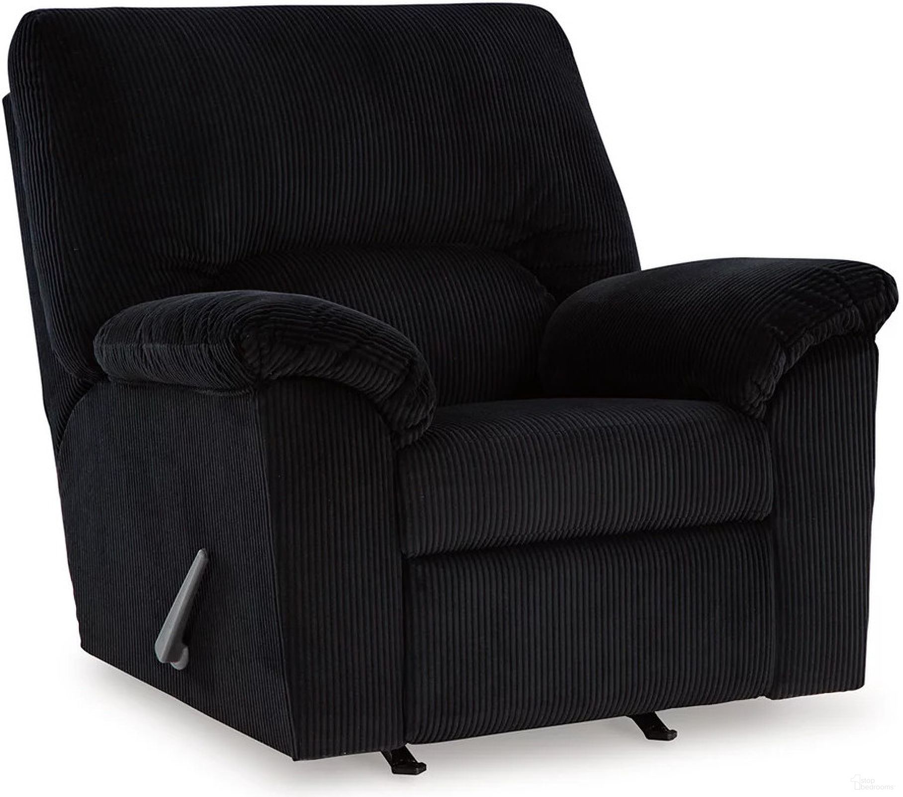 The appearance of Simplejoy Recliner In Onyx designed by Signature Design by Ashley in the modern / contemporary interior design. This onyx piece of furniture was selected by 1StopBedrooms from Simplejoy Collection to add a touch of cosiness and style into your home. Sku: 2420425. Material: Fabric.