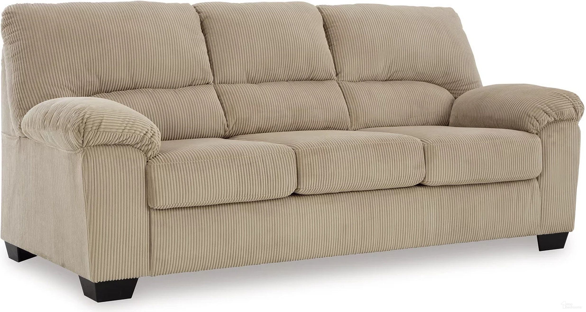 The appearance of Simplejoy Sofa In Sand designed by Signature Design by Ashley in the modern / contemporary interior design. This sand piece of furniture was selected by 1StopBedrooms from Simplejoy Collection to add a touch of cosiness and style into your home. Sku: 2420338. Material: Fabric.