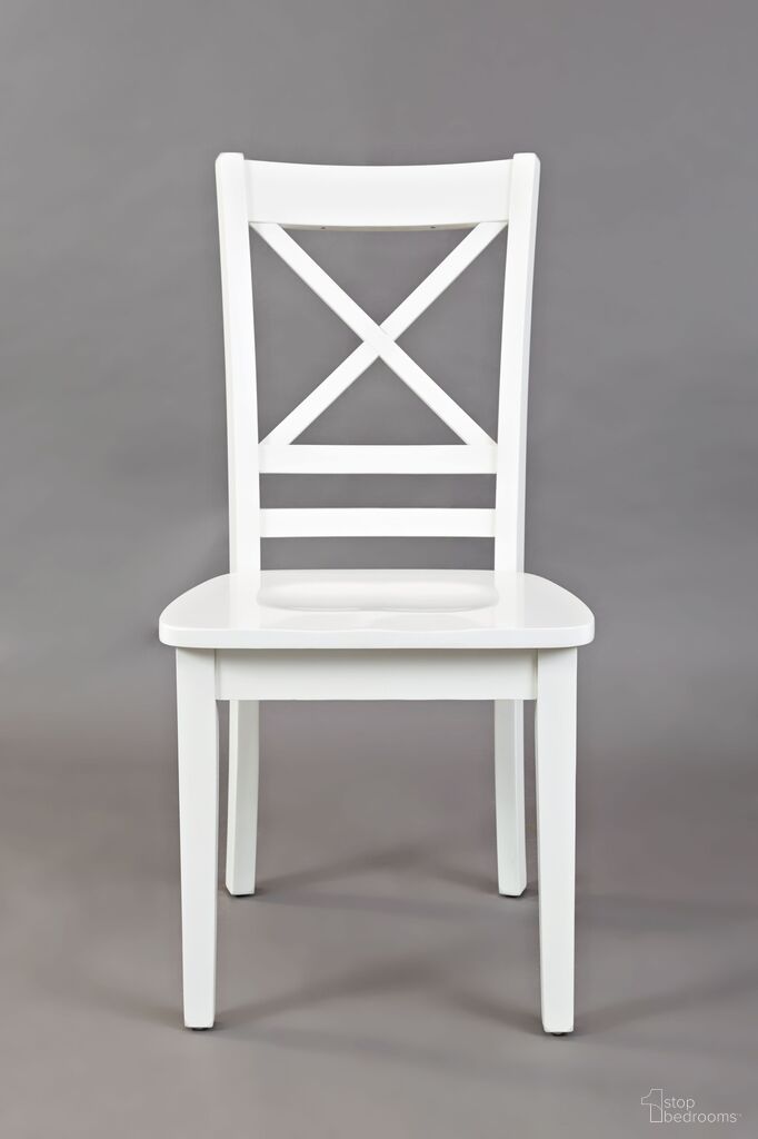 The appearance of Simplicity Cross Back Dining Chair Set of 2 In White designed by Jofran in the transitional interior design. This white piece of furniture was selected by 1StopBedrooms from Simplicity Collection to add a touch of cosiness and style into your home. Sku: 652-806KD. Material: Acacia. Chair Type: Side Chair.