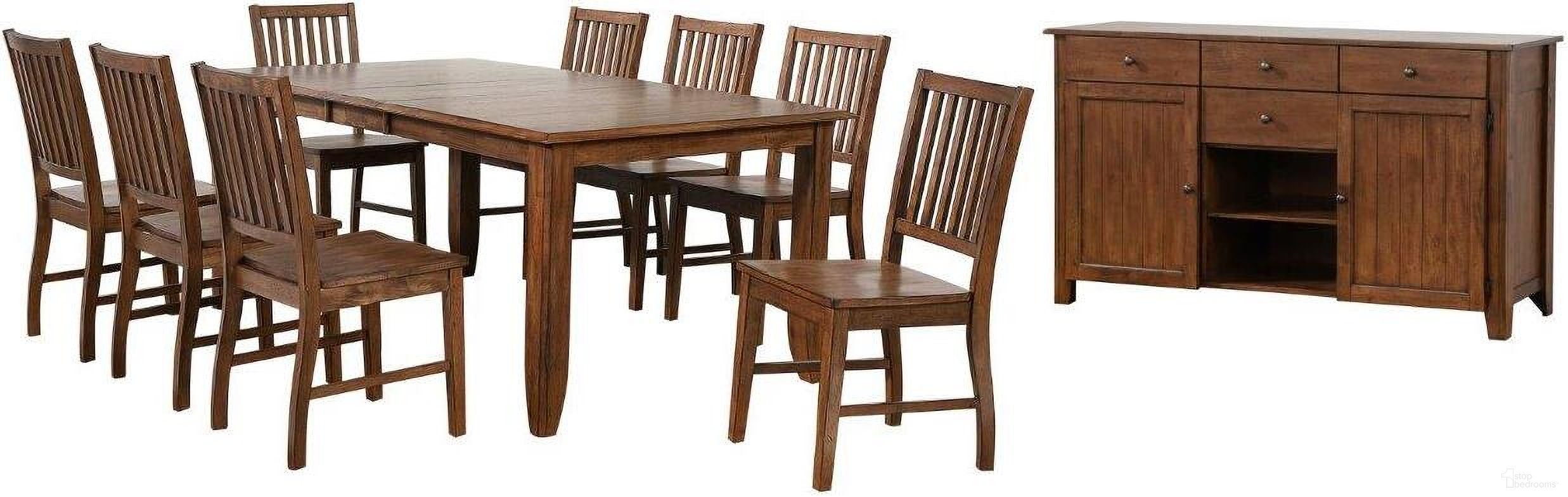The appearance of Simply Brook Amish Brown 10 Piece Extendable Table Dining Set designed by Sunset Trading in the traditional interior design. This brown piece of furniture was selected by 1StopBedrooms from Simply Brook Collection to add a touch of cosiness and style into your home. Sku: DLU-BR-TL-4272-AM;DLU-BR-C60-AM-RTA;DLU-BR-C60-AM-RTA;DLU-BR-C60-AM-RTA;DLU-BR-C60-AM-RTA;DLU-BR-SB-AM. Material: Wood.