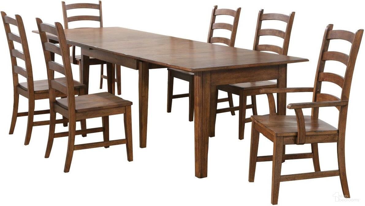 Simply Brook Amish Brown 7 Piece Rectangular Extendable Table Dining Set