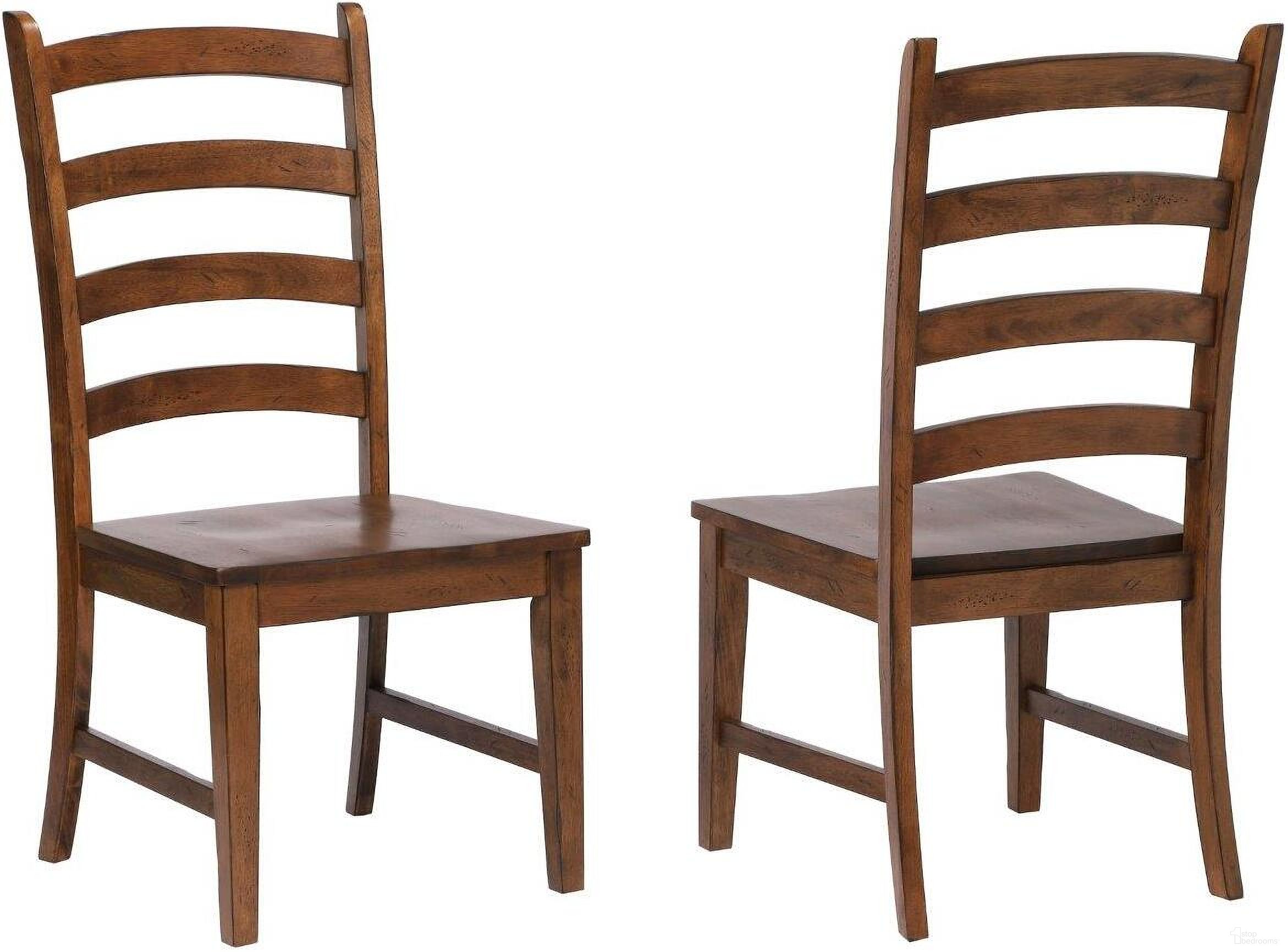 The appearance of Simply Brook Amish Brown Ladder Back Dining Side Chair Set of 2 designed by Sunset Trading in the traditional interior design. This brown piece of furniture was selected by 1StopBedrooms from Simply Brook Collection to add a touch of cosiness and style into your home. Sku: DLU-BR-C80-AM-2. Material: Wood. Chair Type: Side Chair.