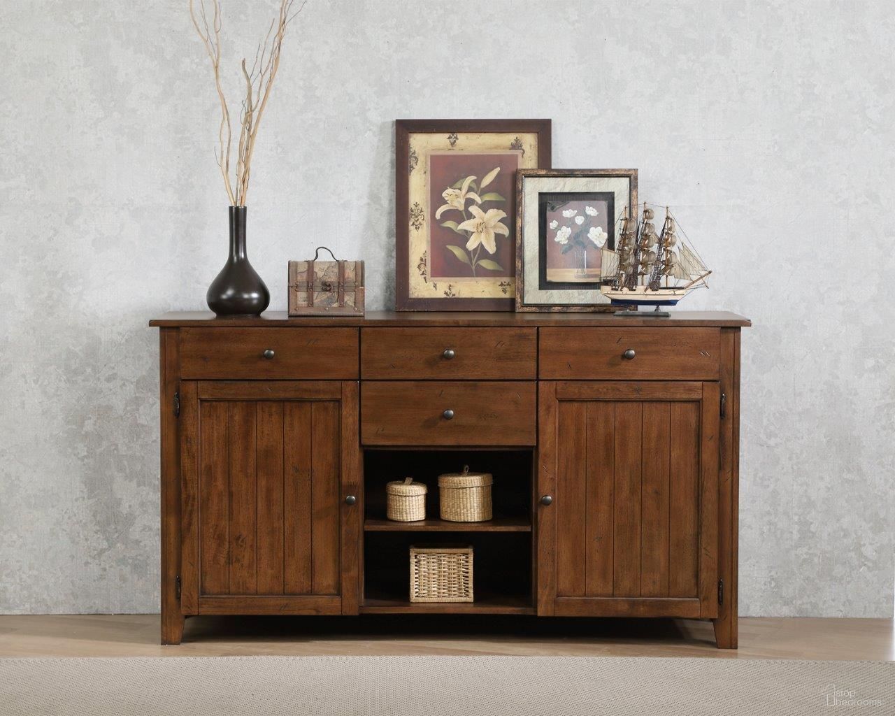 The appearance of Simply Brook Amish Brown Sideboard Server designed by Sunset Trading in the transitional interior design. This brown piece of furniture was selected by 1StopBedrooms from Simply Brook Collection to add a touch of cosiness and style into your home. Sku: DLU-BR-SB-AM. Material: Wood.