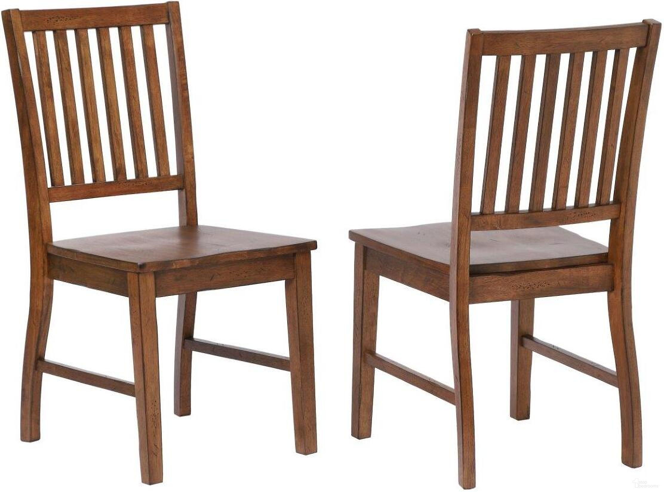 The appearance of Simply Brook Amish Brown Slat Back Dining Chair Set of 2 designed by Sunset Trading in the traditional interior design. This brown piece of furniture was selected by 1StopBedrooms from Simply Brook Collection to add a touch of cosiness and style into your home. Sku: DLU-BR-C60-AM-2. Material: Wood. Chair Type: Side Chair.