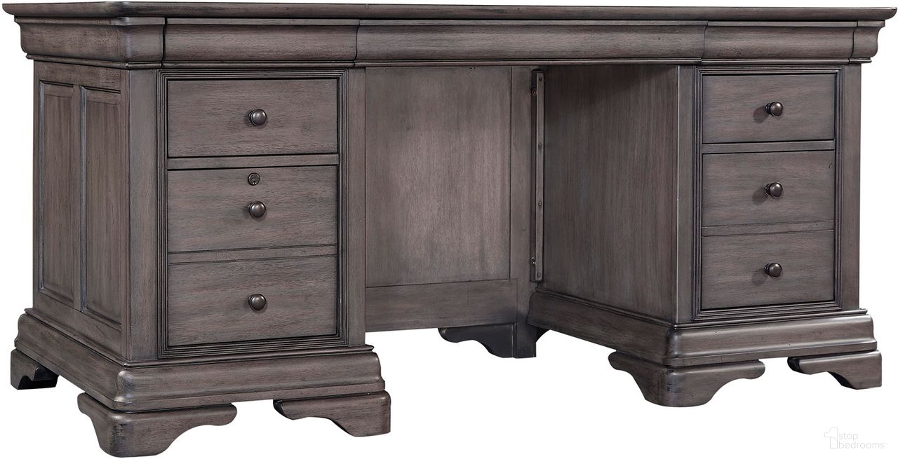 The appearance of Sinclair 68 Inch Executive Desk In Grey designed by Aspenhome in the traditional interior design. This grey piece of furniture  was selected by 1StopBedrooms from Sinclair Collection to add a touch of cosiness and style into your home. Sku: I224-303. Material: Wood.