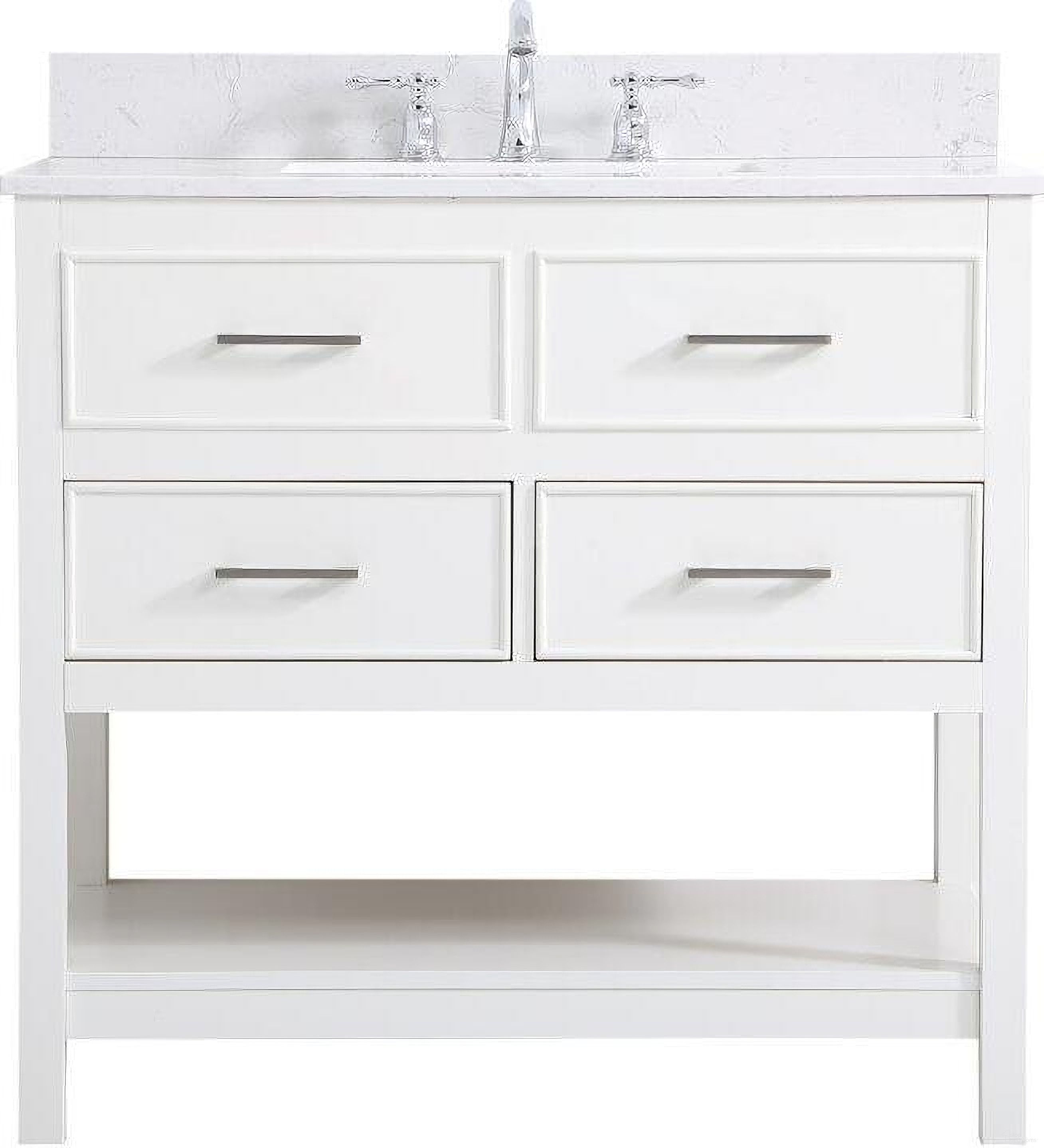 The appearance of Sinclaire 36 Inch Single Bathroom Vanity In White With Backsplash designed by Elegant Lighting in the traditional interior design. This white piece of furniture was selected by 1StopBedrooms from Sinclaire Collection to add a touch of cosiness and style into your home. Sku: VF19036WH-BS. Material: MDF.