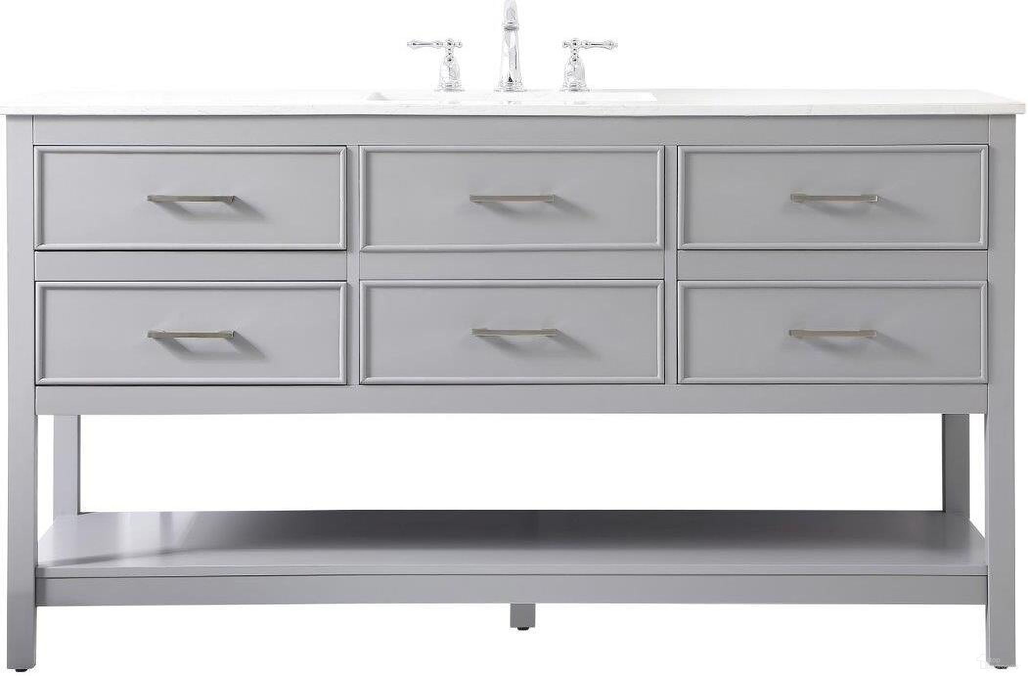The appearance of Sinclaire 60 Inch Single Bathroom Vanity In Gray designed by Elegant Lighting in the traditional interior design. This gray piece of furniture was selected by 1StopBedrooms from Sinclaire Collection to add a touch of cosiness and style into your home. Sku: VF19060GR. Material: MDF.