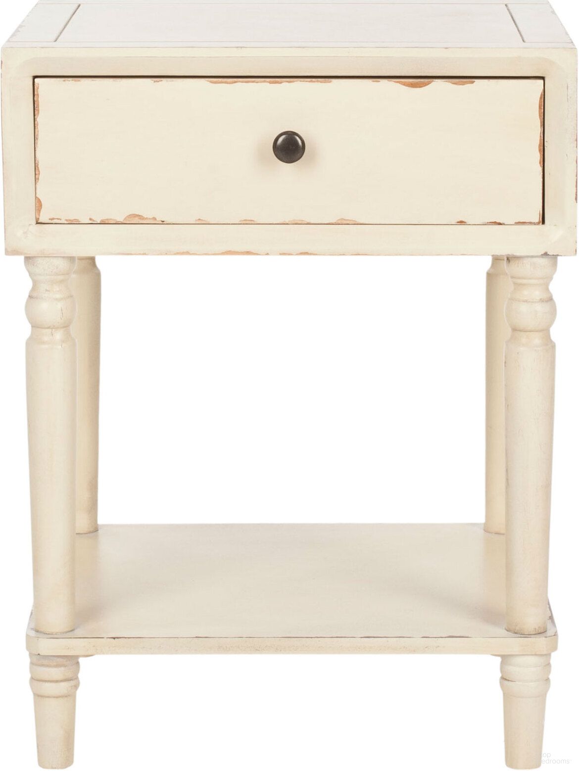 The appearance of Siobhan Vintage Cream Accent Table with Storage Drawer designed by Safavieh in the country / farmhouse interior design. This vanilla piece of furniture was selected by 1StopBedrooms from Siobhan Collection to add a touch of cosiness and style into your home. Sku: AMH6611D. Material: Wood.