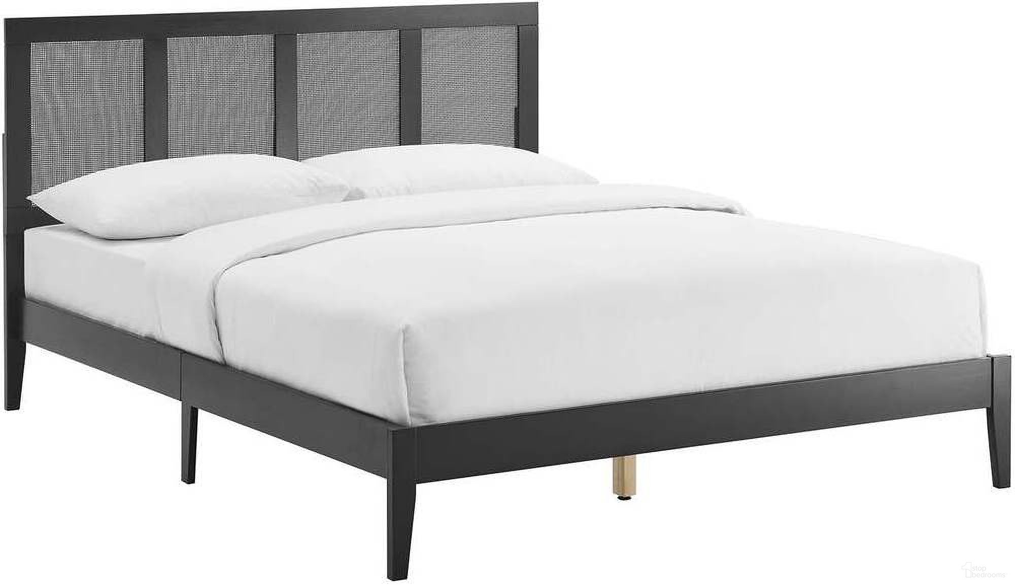 Sirocco Rattan and Wood King Platform Bed In Black