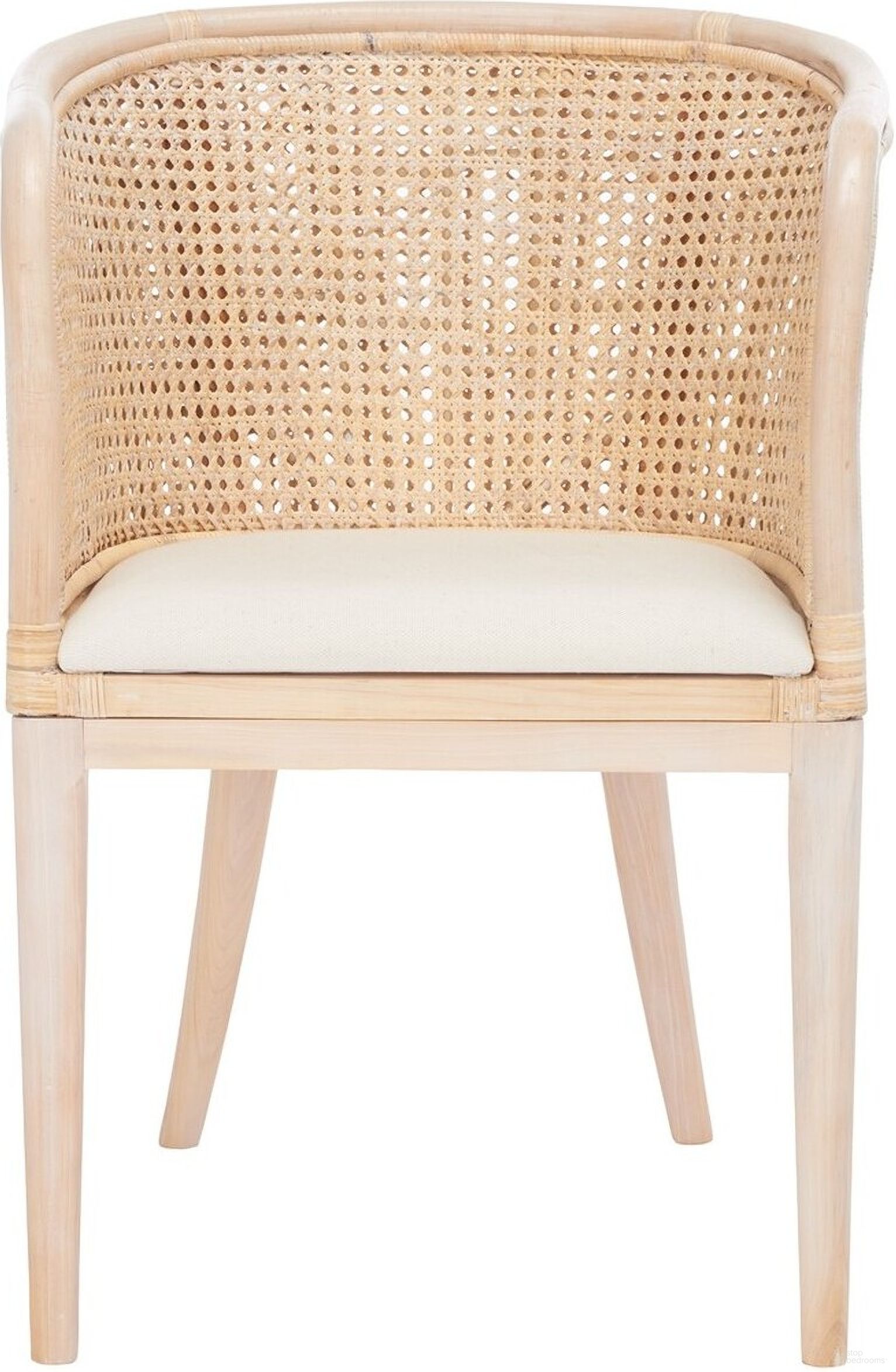 The appearance of Sistine Arm Chair with Cushion in White designed by Safavieh in the coastal interior design. This white piece of furniture  was selected by 1StopBedrooms from Sistine Collection to add a touch of cosiness and style into your home. Sku: SEA4020A. Material: Wood.