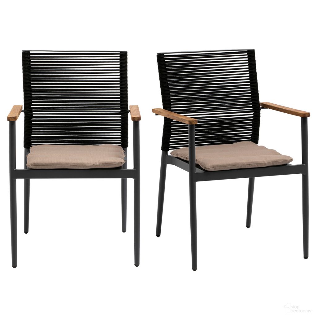 The appearance of Skog Stackable Outdoor Armchair Set of 2 In Black designed by Euro Style in the traditional interior design. This black piece of furniture was selected by 1StopBedrooms from Skog Collection to add a touch of cosiness and style into your home. Sku: 90499-BLK. Material: Fabric.