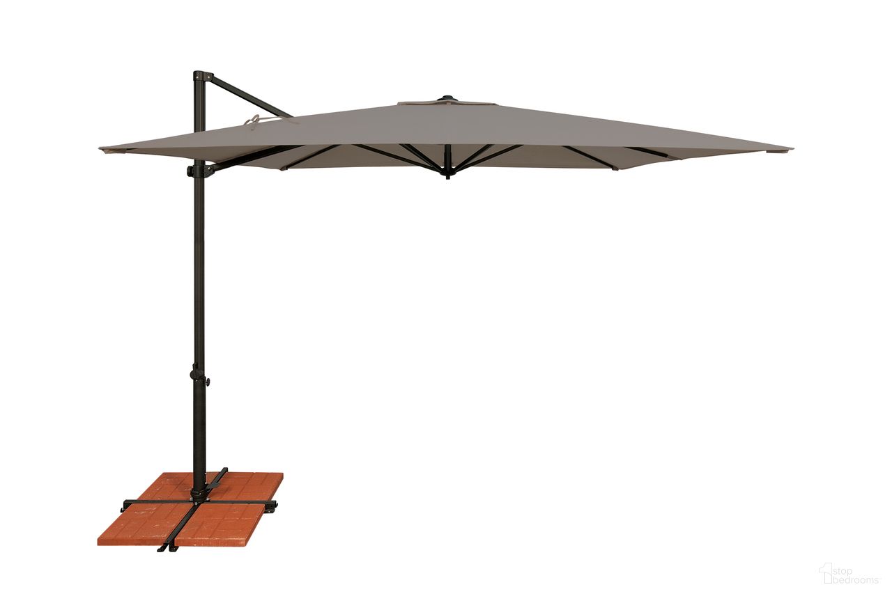 Skye 8.6' Square Umbrella with Cross Bar Stand In Cast Silver