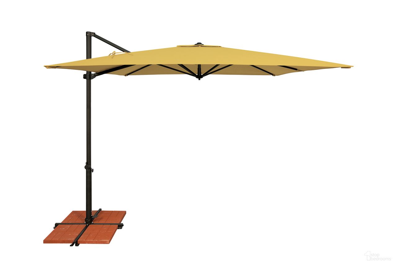 Skye 8.6' Square Umbrella with Cross Bar Stand In Lemon and Black