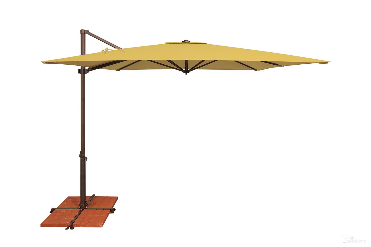 Skye 8.6' Square Umbrella with Cross Bar Stand In Lemon and Bronze